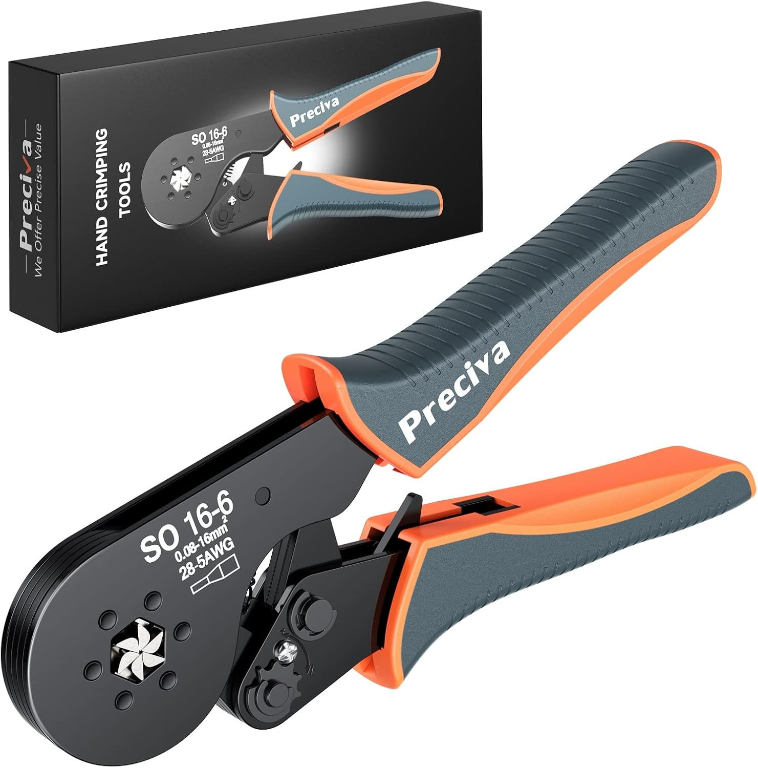 Hexagonal Ferrule Crimper,  Hexagonal Jaw Wire Crimping Pliers AWG 28-5 Self-Adj