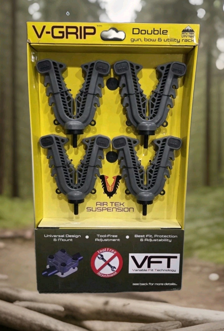 ATV-Tek V-Grip™ 4-Wheeler Quad Bike, Gun, Bow, Utility Rack Mount Double VFG2