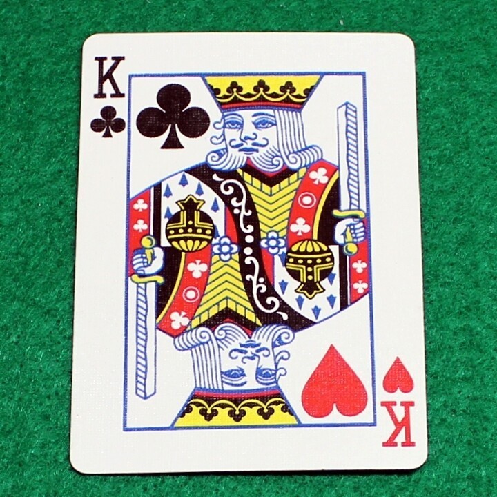 King of Clubs / Hearts - Mis-Indexed, Bicycle Printed Gaff Card, Red