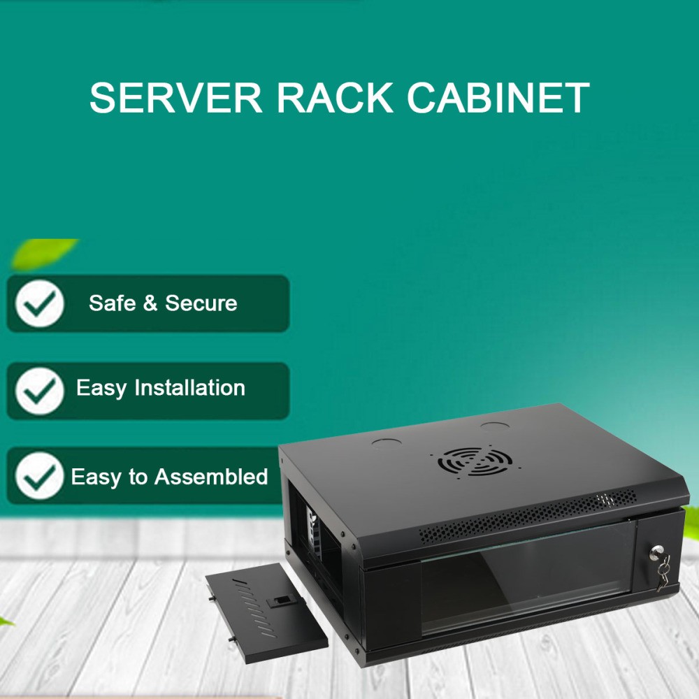 4U Server Rack Cabinet Network Data Rack Enclosure 60kg Load Bearing Black