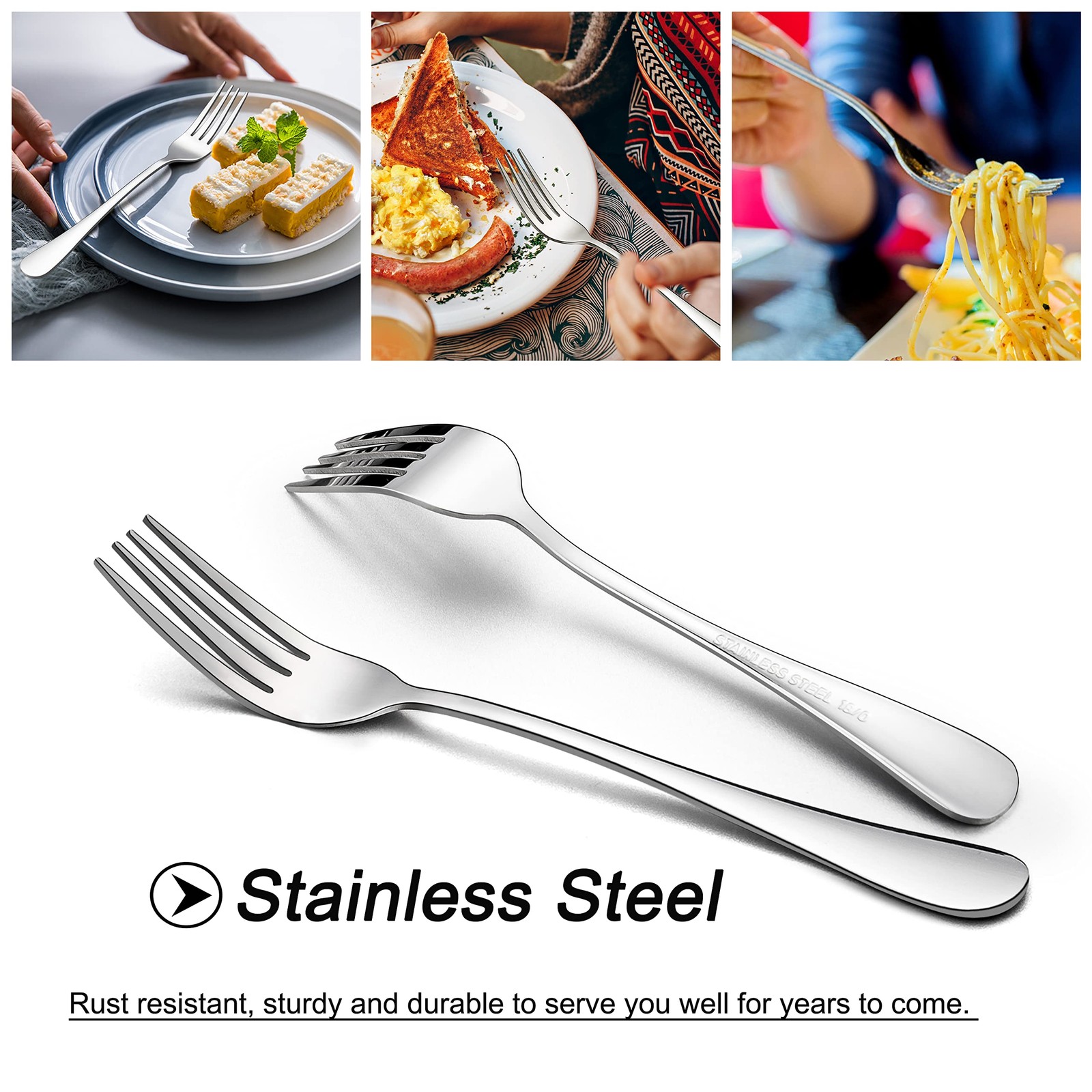 24-Piece Forks and Spoons Silverware Set, 12 Teaspoon and 12 Dinner Fork, Sta...