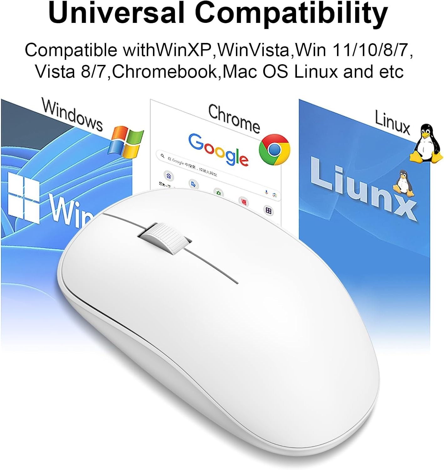 Quiet Optical Wireless Mouse with Long Battery Life - Ideal for Work & Study