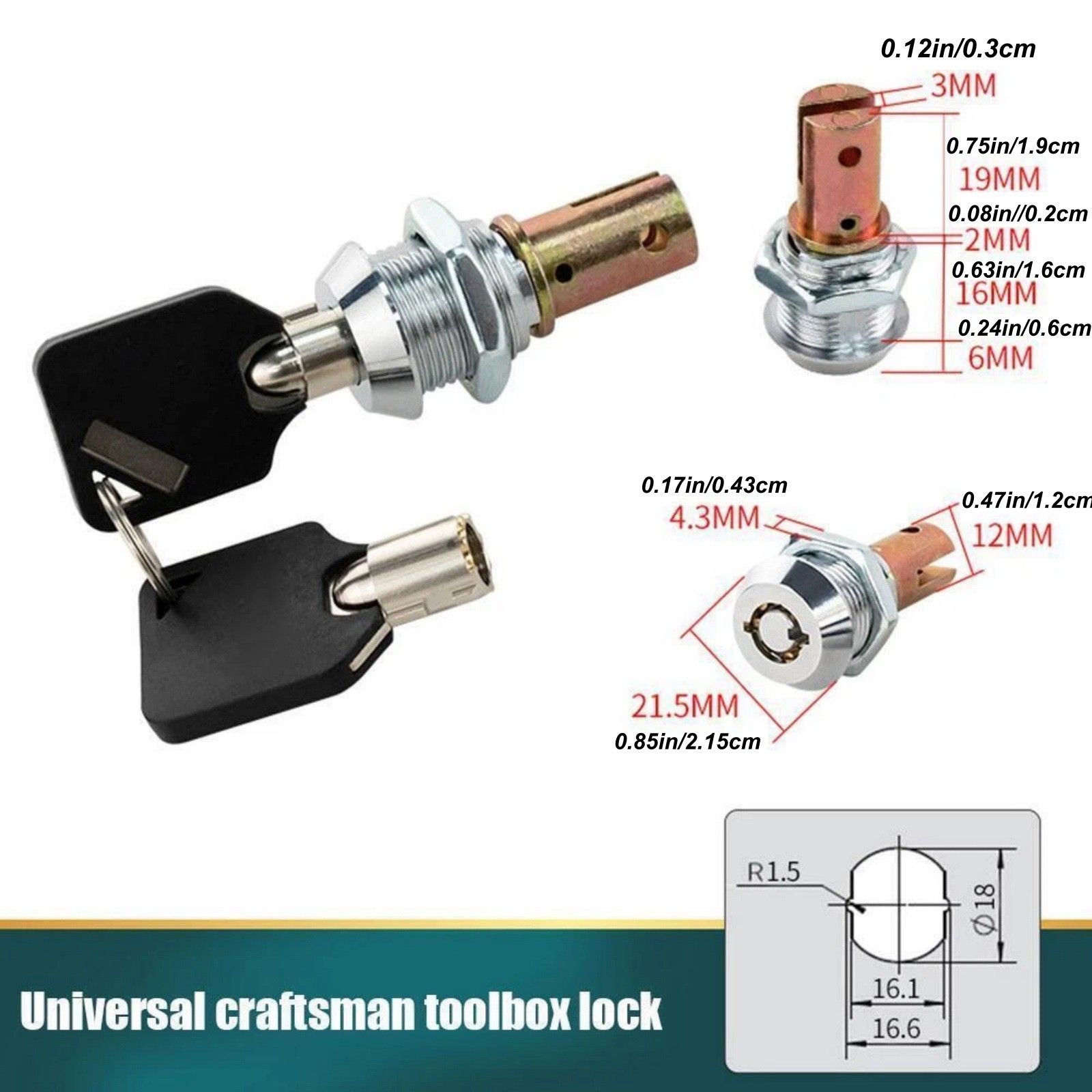 Tool Chest Lock with Keys Replacement Mechanism For Tool Boxes Cabinets Drawers