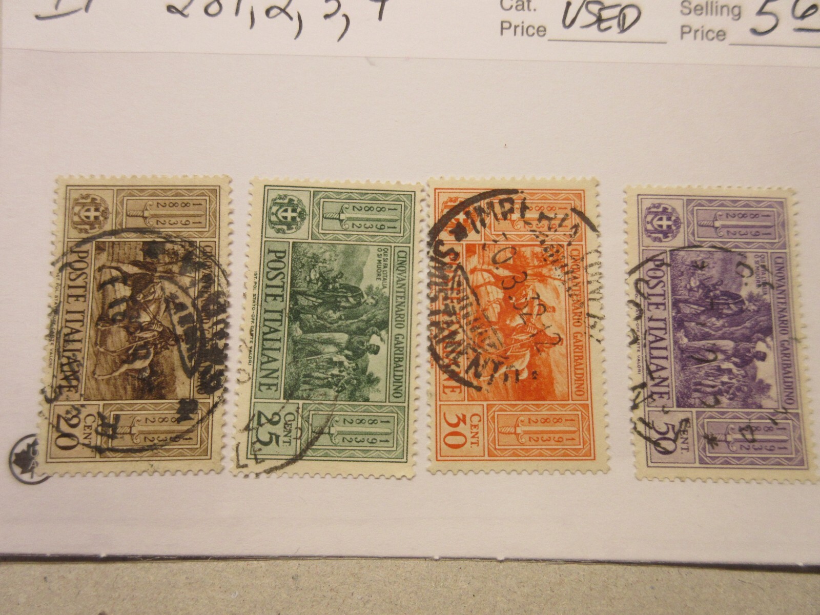 ITALY Scott 281, 282, 283, 284, USED, Lot14, Cat $5.65