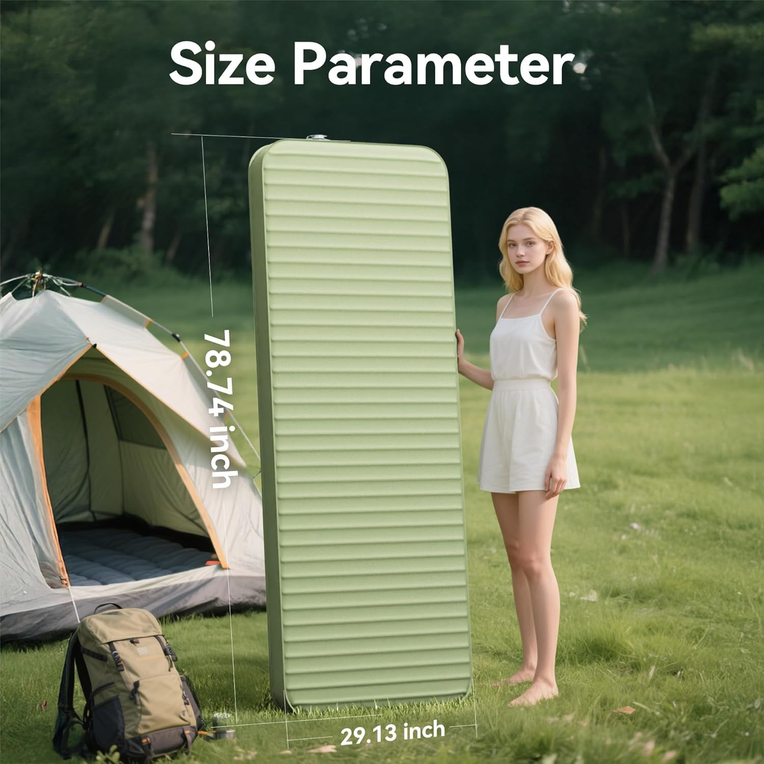Camping Sleeping Pad, 4" Ultra-Thick Memory Foam Camping Mat with Built-In Elect