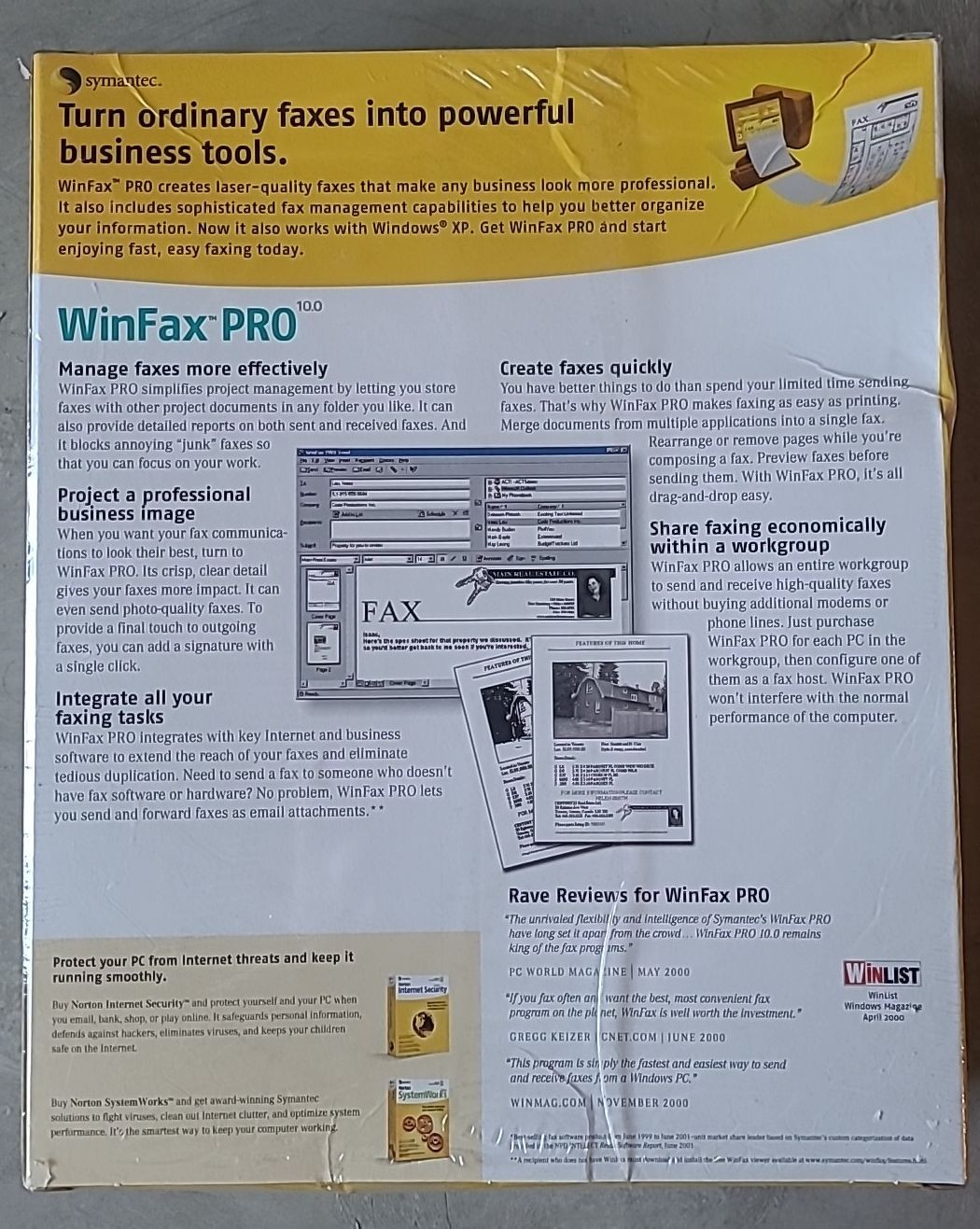 Symantec WinFax Pro 10.0 Fax Software Program app for Windows. New-Sealed Box
