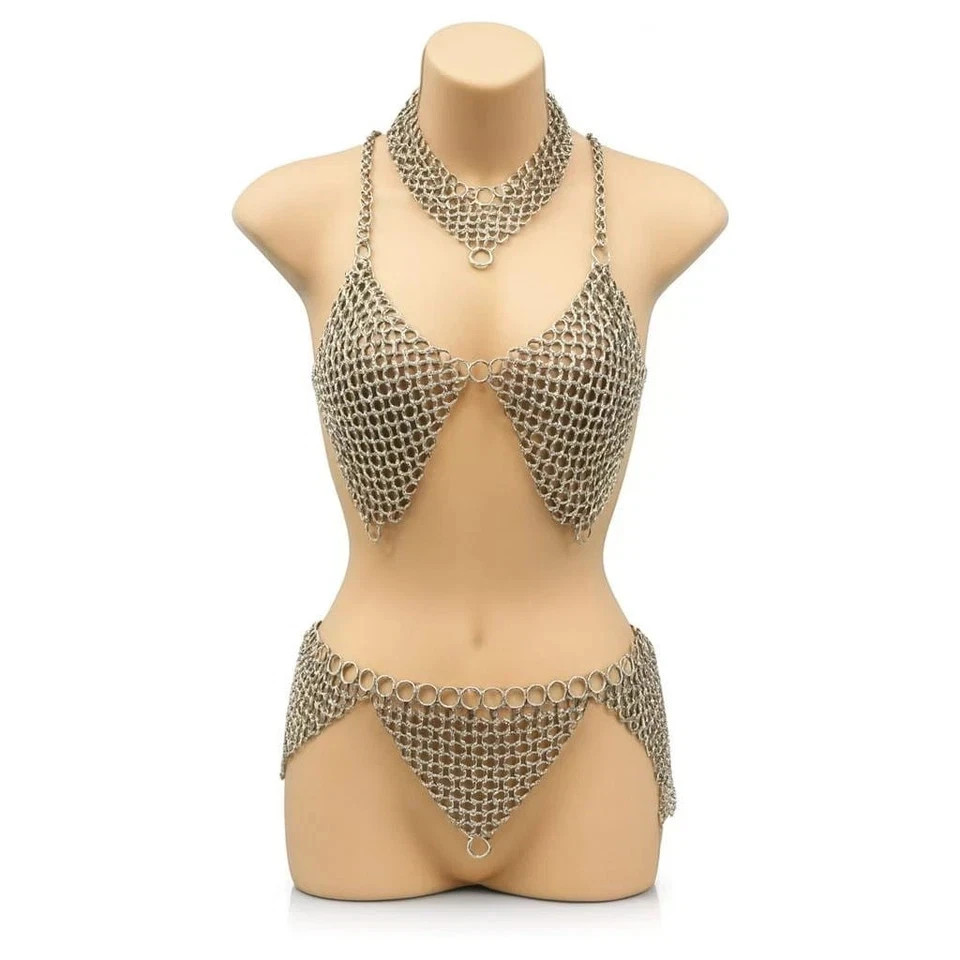Handmade Chainmail Bikini Set | Metal Bra & Panty Armor | Festival Rave Outfit |
