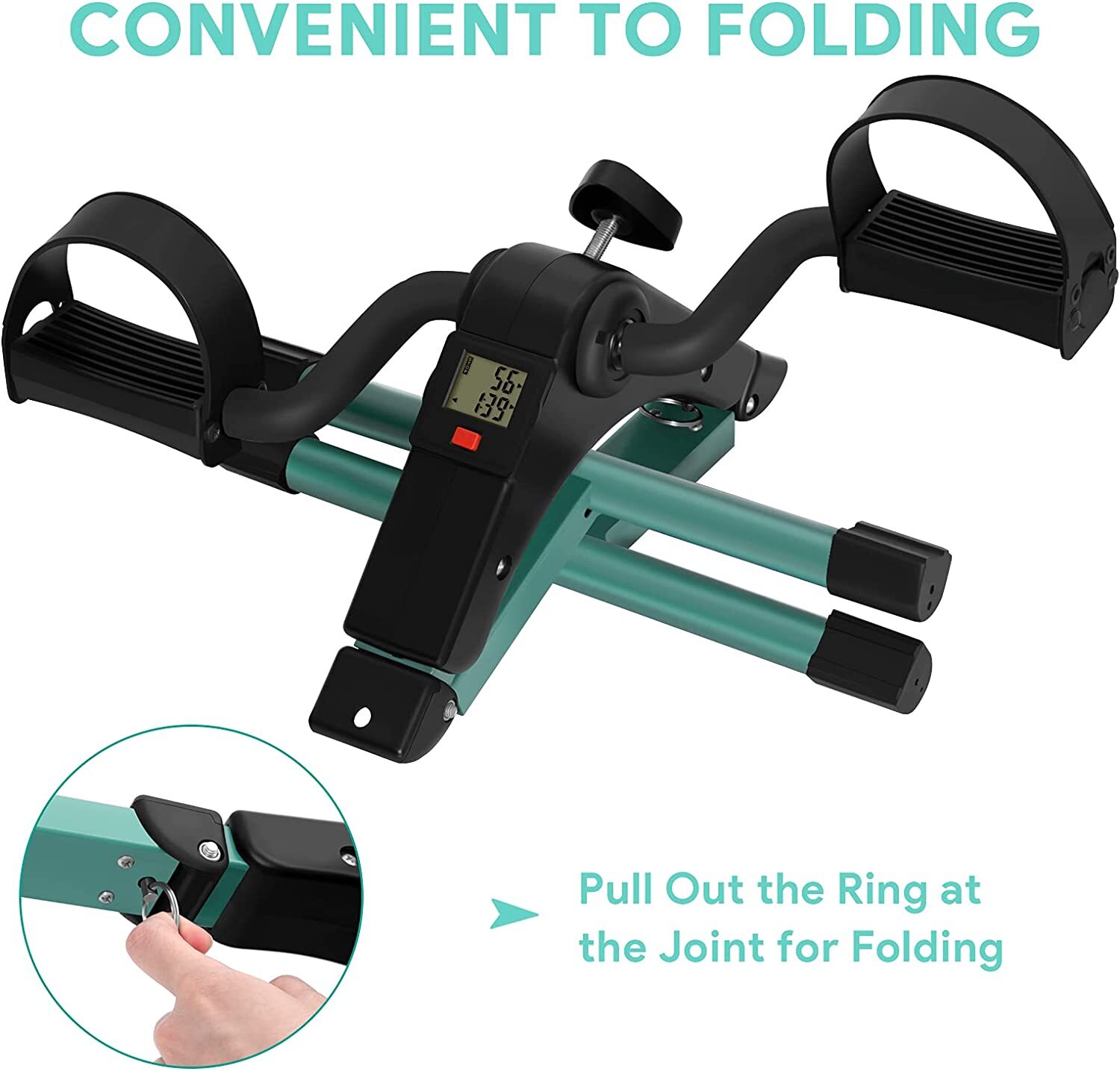 Foldable Mini Exercise Bike Cycle Mini Stepper Bike Pedal Exerciser LCD Display