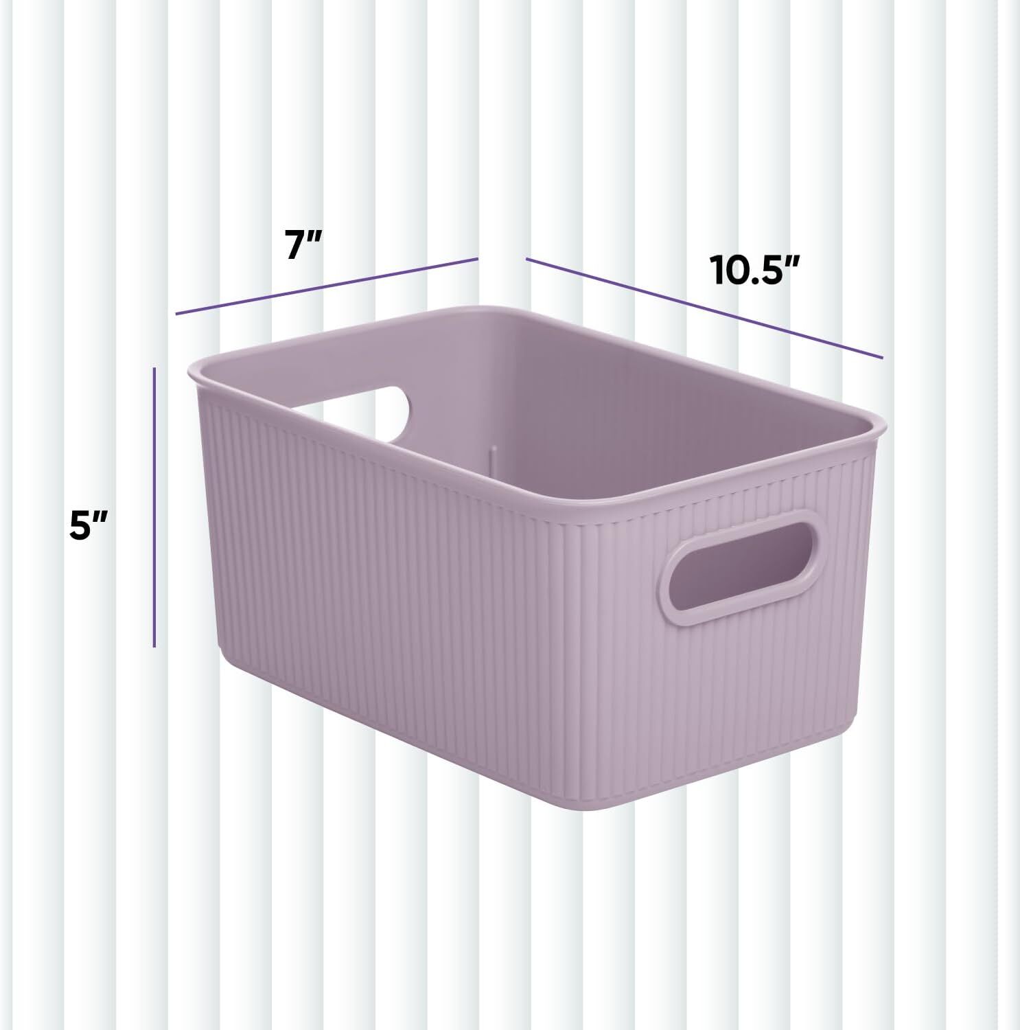 Superio 5L Small Ribbed Storage Bin- Plastic Storage Bin (1 Pack, Lilac)