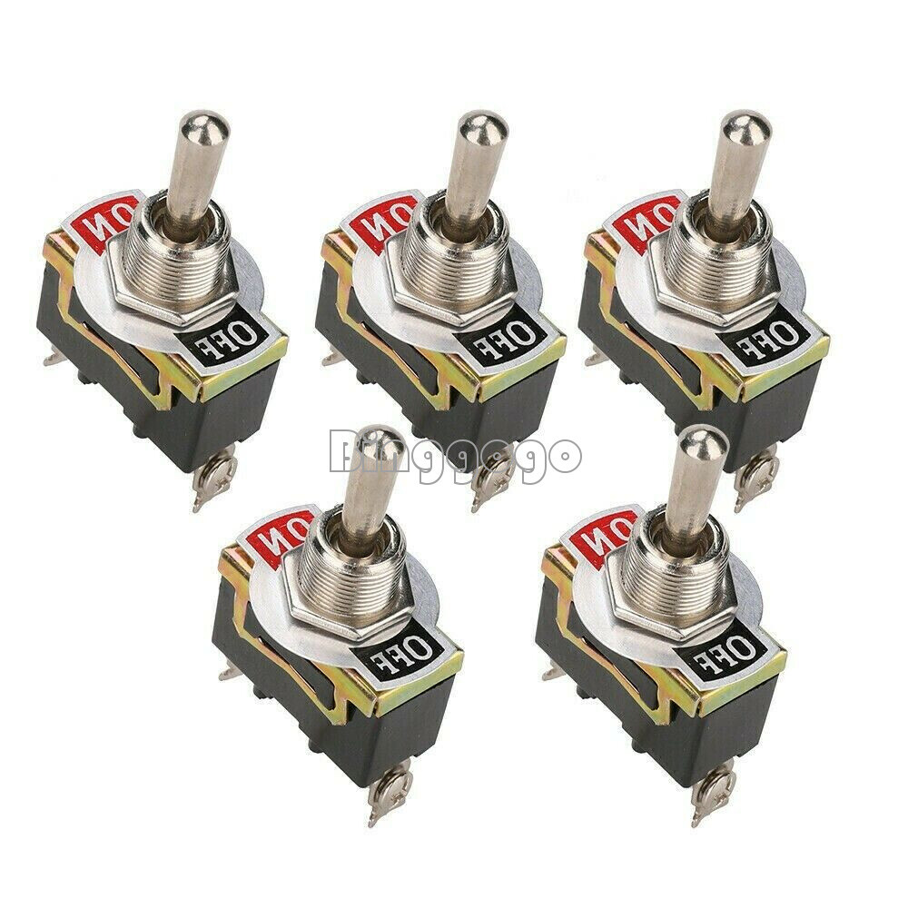 5pcs E-TEN1021 2-Pin Toggle Flick Switch SPST ON-OFF Car Dash Light Metal