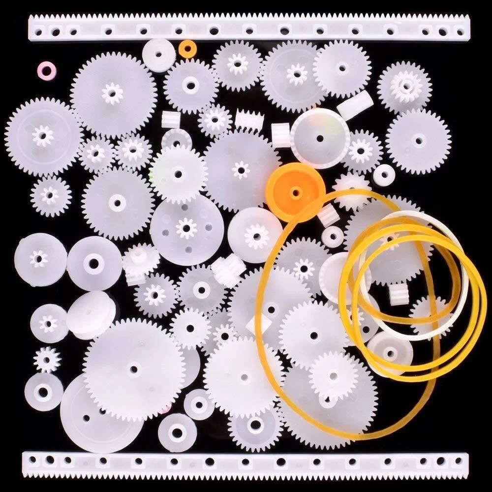 Plastic Gear Set, 75Pcs Single Double Reduction Gear Worm Gear for DIY Car Robot