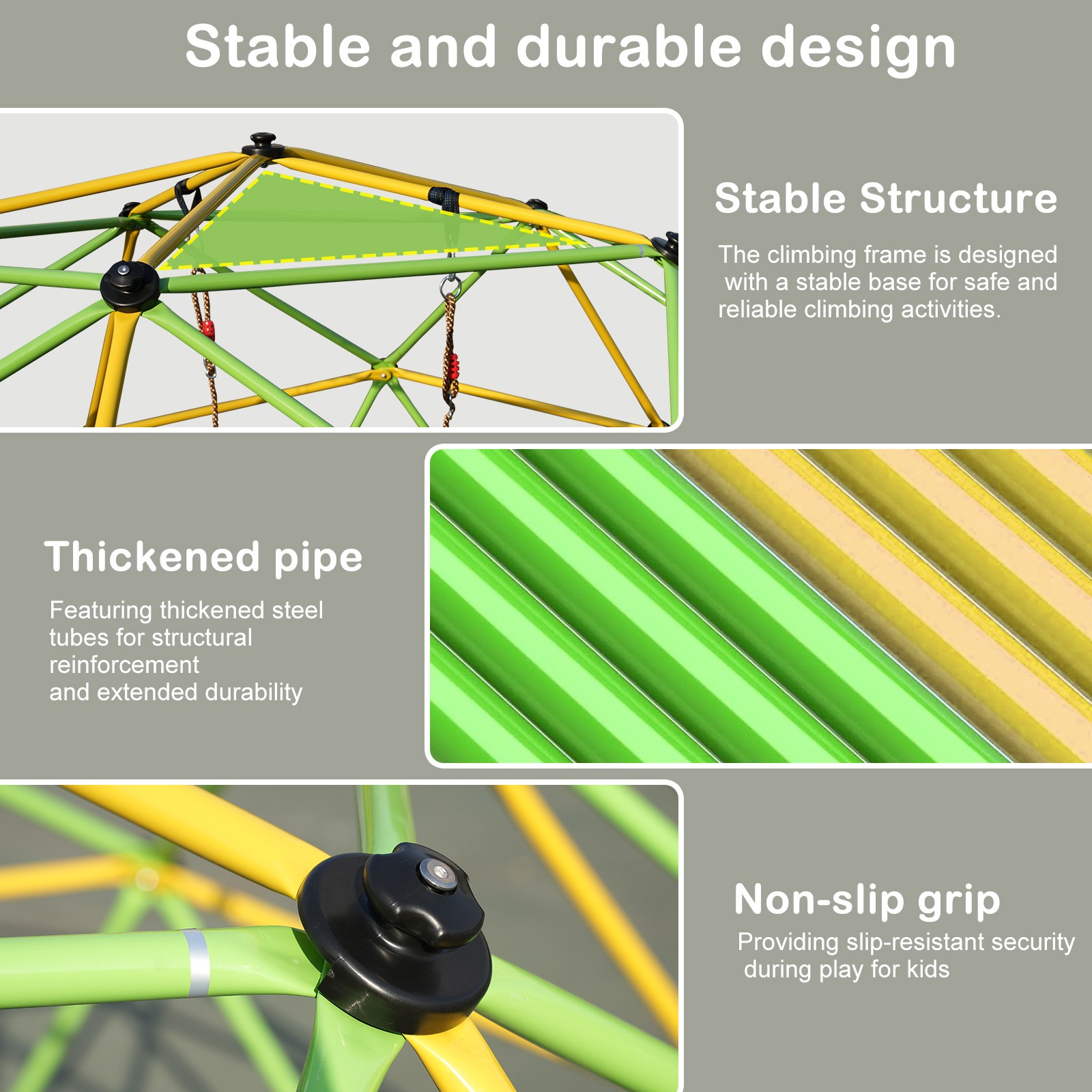 10 FT Climbing Dome for Kids Jungle Gym Park Dome Climber With Swing Playground