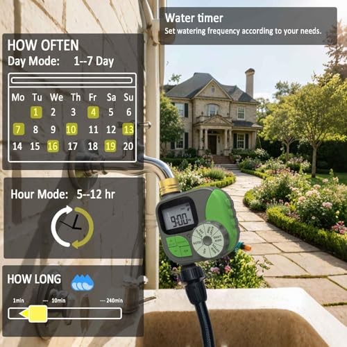 Drip Irrigation Kit Automatic Watering System with Water Timer 64FT 1/4 1t
