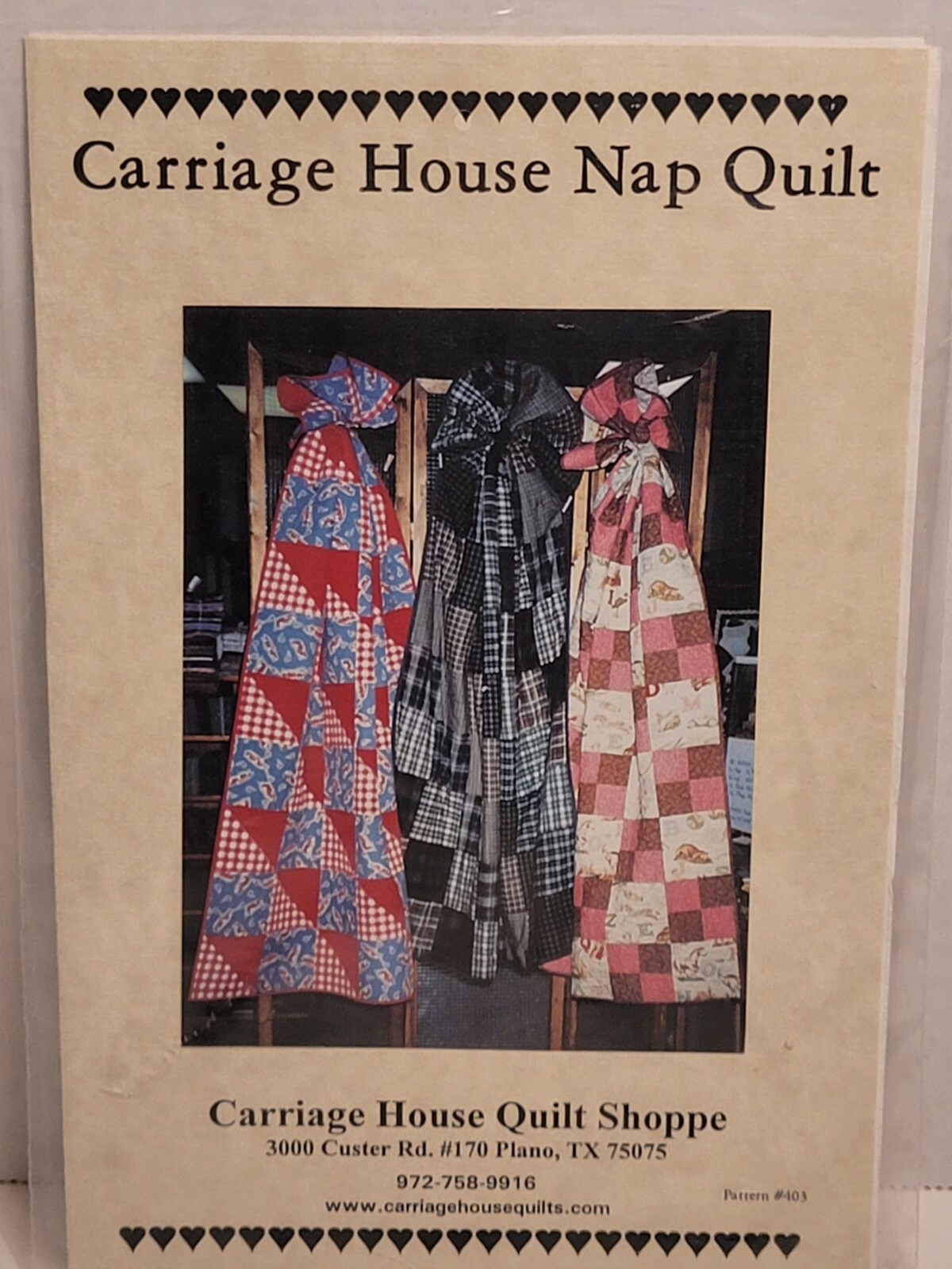 Carriage House Quilt Shoppe Nap Quilt Pattern Patchwork Quilting Sewing