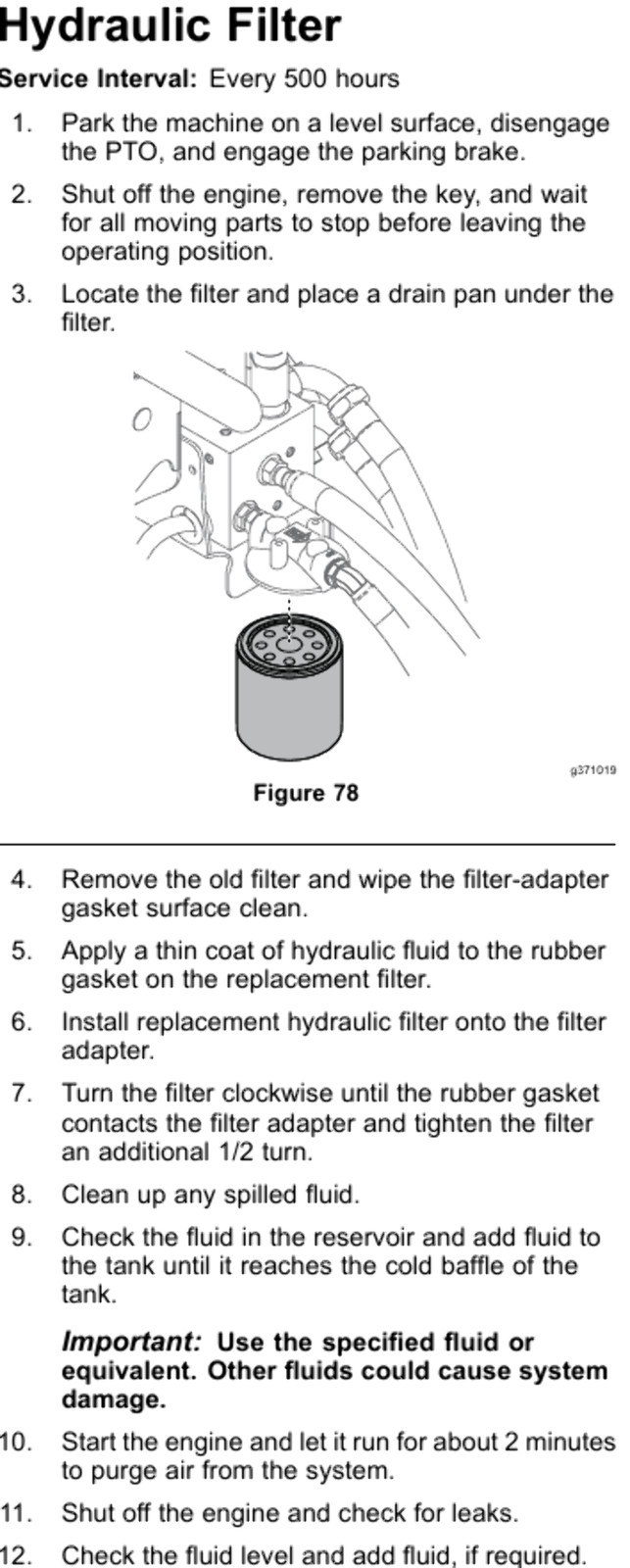 Toro OEM HYD14155 Hydraulic Filter for Low Flow Hydraulic Kit on Grandstand