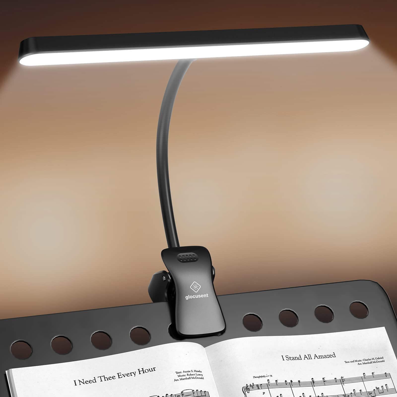 Glocusent 57 LED Super Bright Music Stand Light Eye Caring Clip-on Piano Light