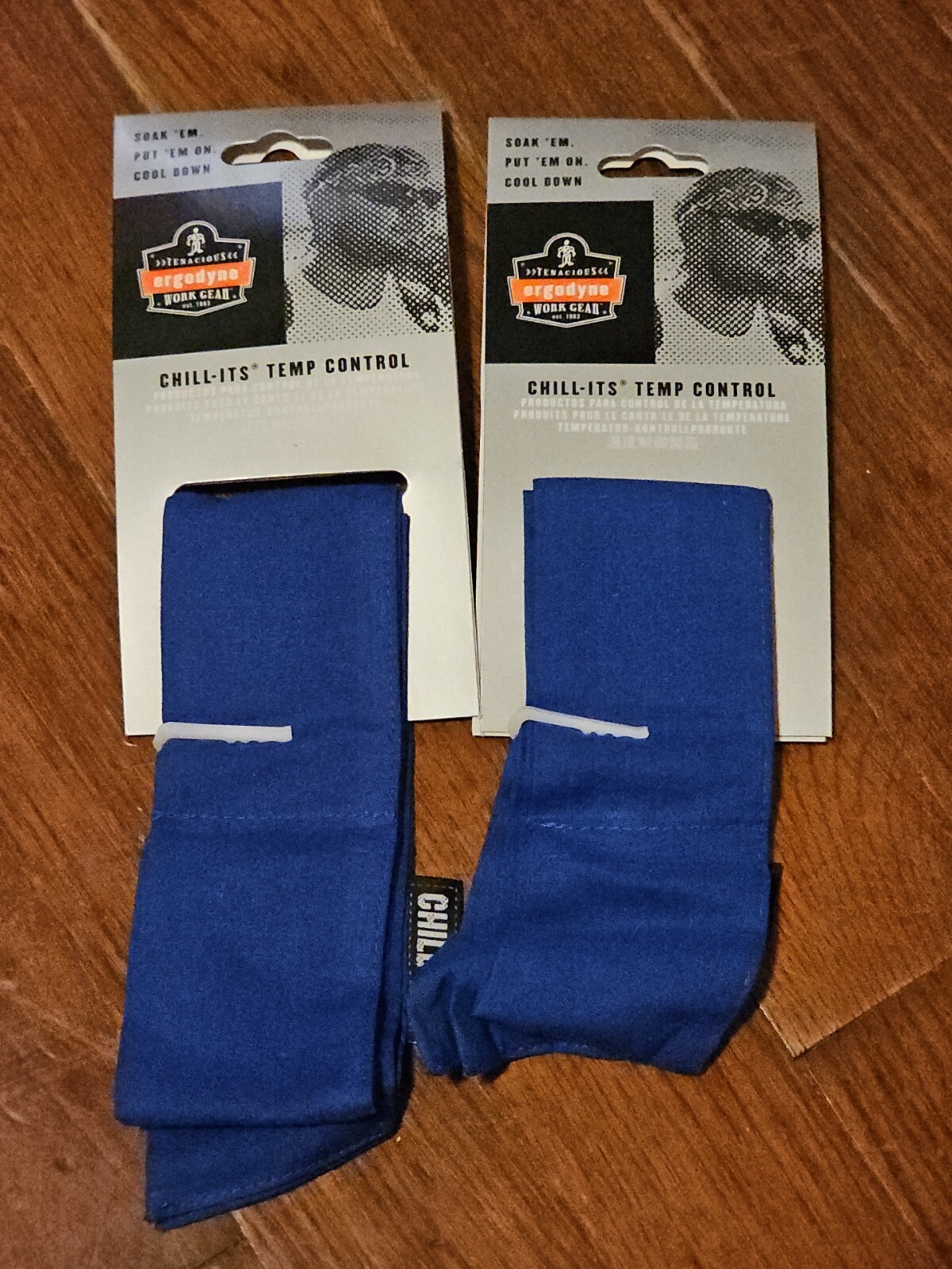 Chill-Its 6700CT Evaporative Cooling Bandana Blue Lot Of 2 Ergodyne Work Gear