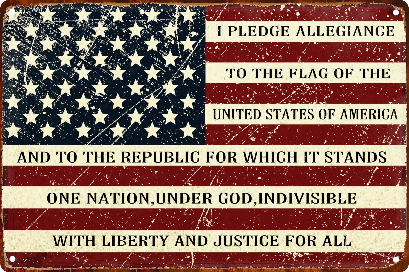 Retro Metal Sign Vintage Tin I Pledge Allegiance to The 8 x 12 in, Flag