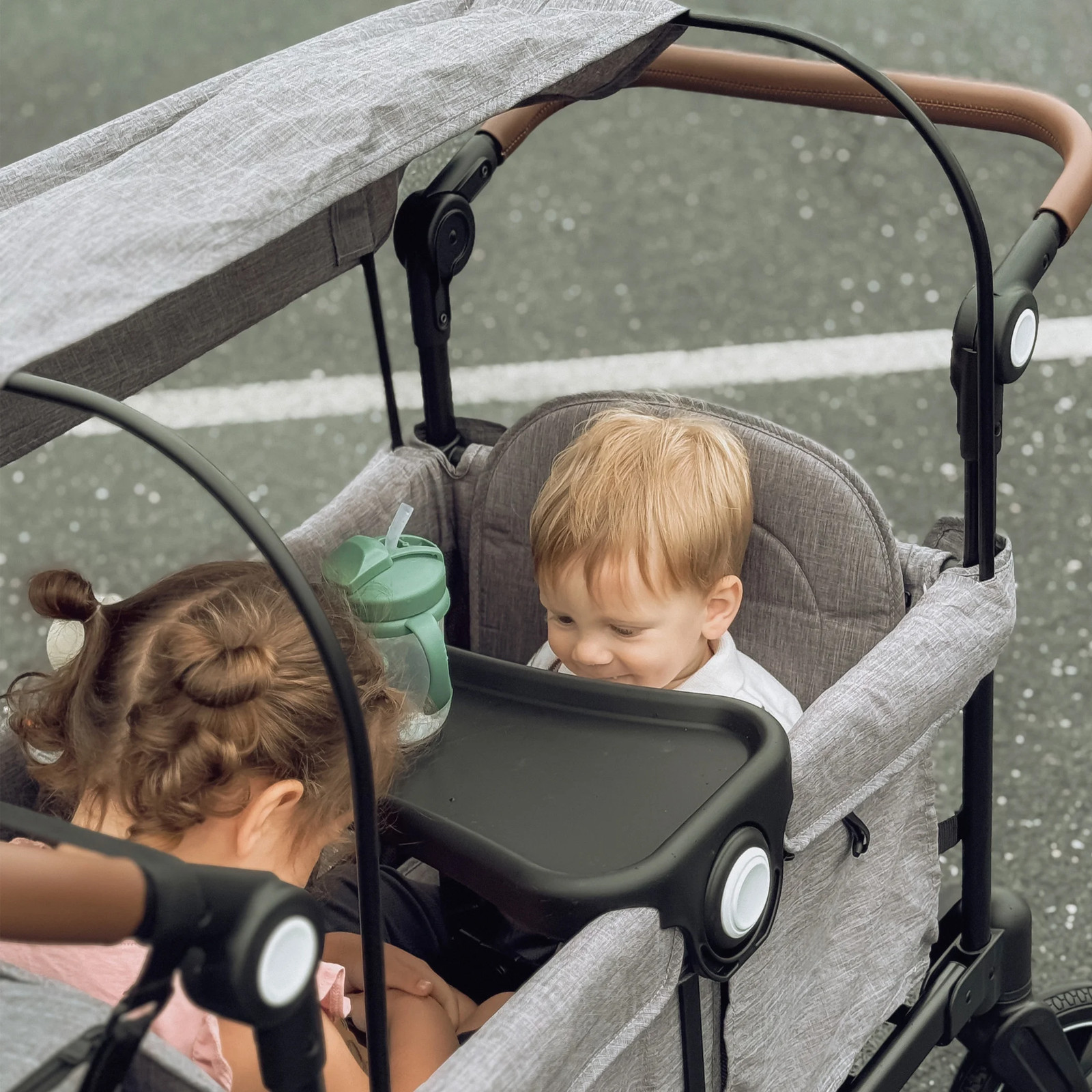 Collapsible Wagon Stroller for 2 Toddlers with Adjustable Canopy, 44 Pounds, ...