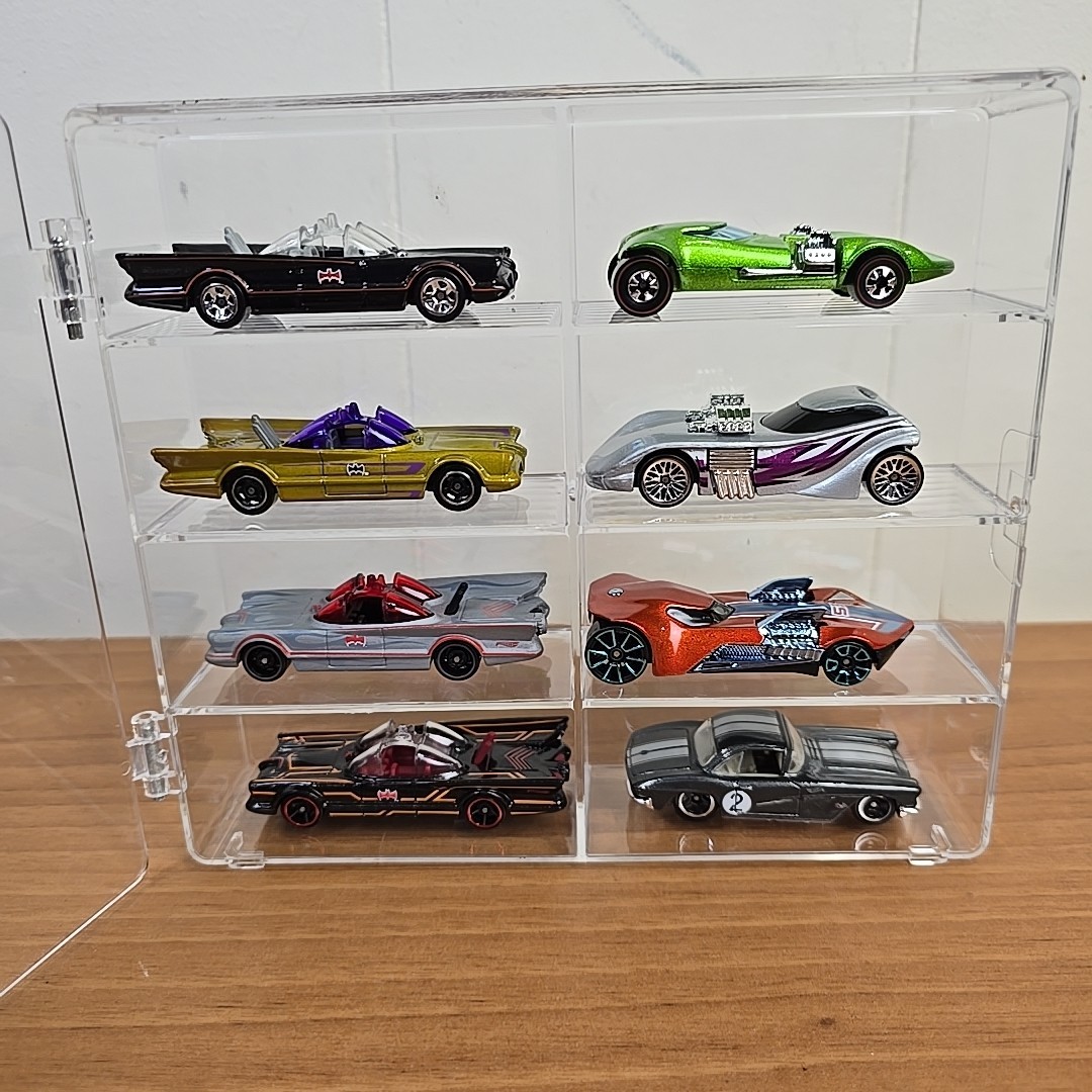 Clear Acrylic Display Case 1:64 Scale Diecast Cars INCLUDING Mix L of CARS x 8