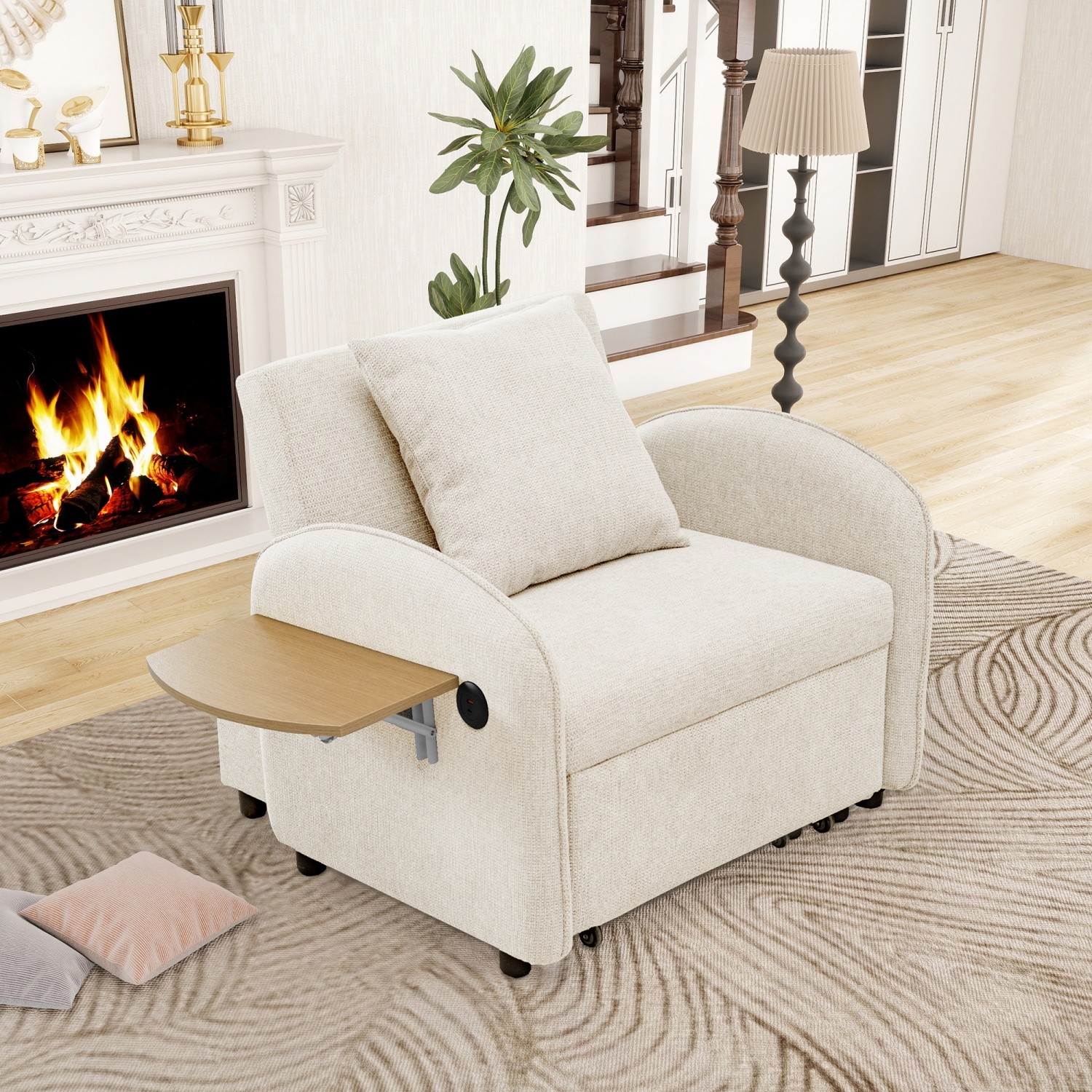 Convertible Sofa Bed Chair 3 in 1 Pull out Sofa Bed w/ Computer Board & USB Port