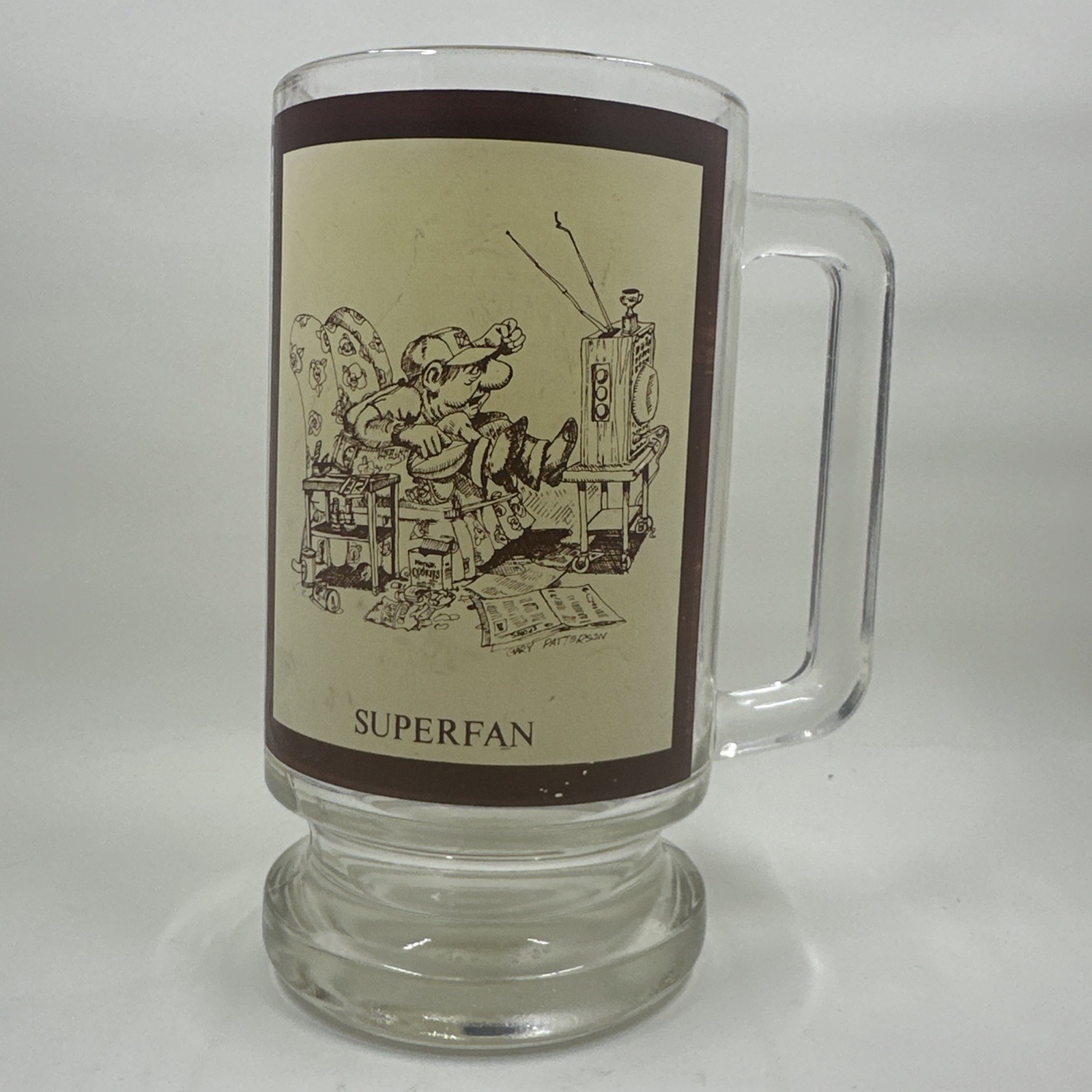 Gary Patterson "Superfan" glass beer mug