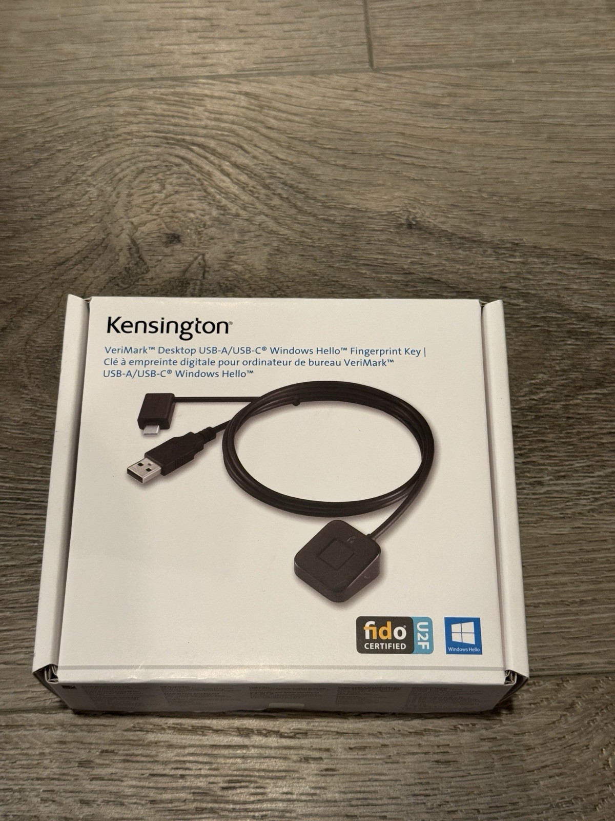 Kensington VeriMark Desktop USB-A/USB-C Windows Hello Fingerprint Key FIDO U2F