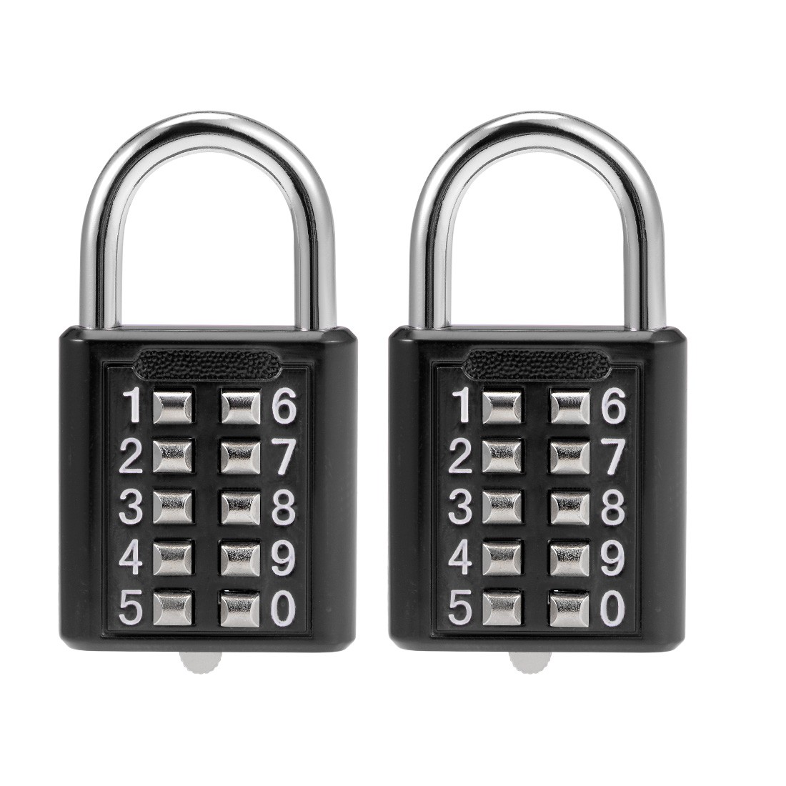 10-Digit Combination Padlock Push Button Locker Cabinet Lock Black 2Pcs