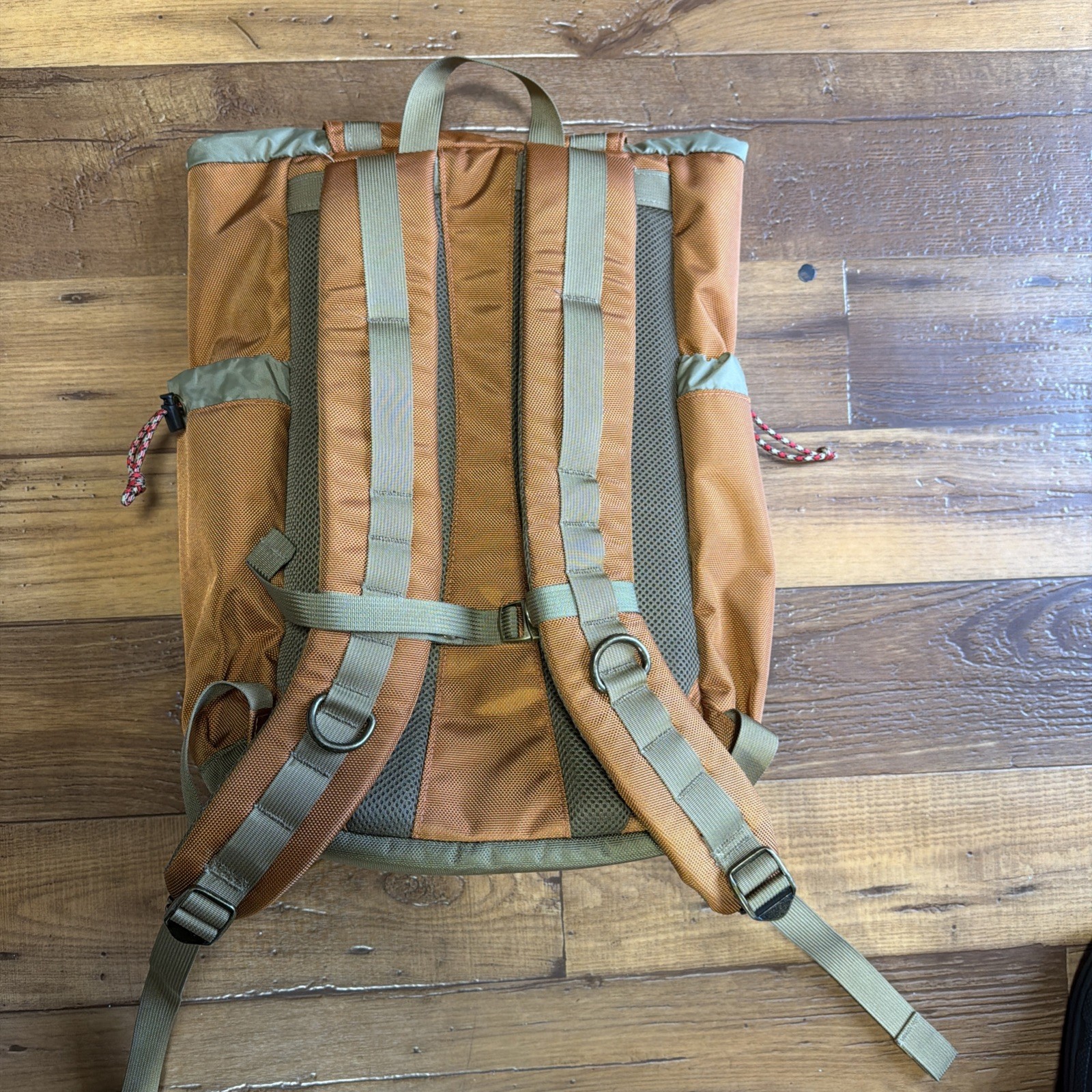 GOBI Getaway Backpack Orange with Tan Webbing Hiking Drawstring 29L