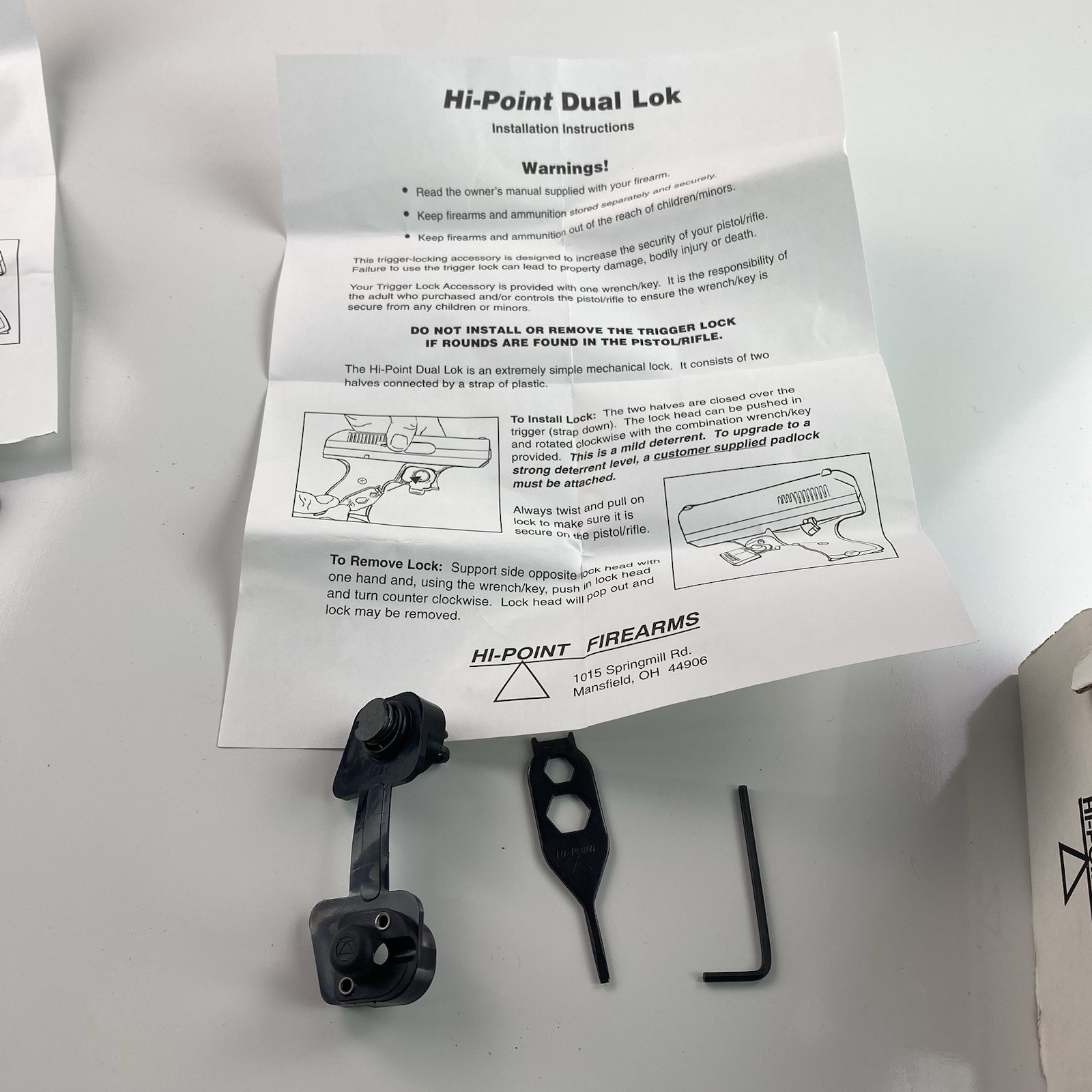 Vtg Hi-Point Firearms Trigger Lock & Adjustment Tool