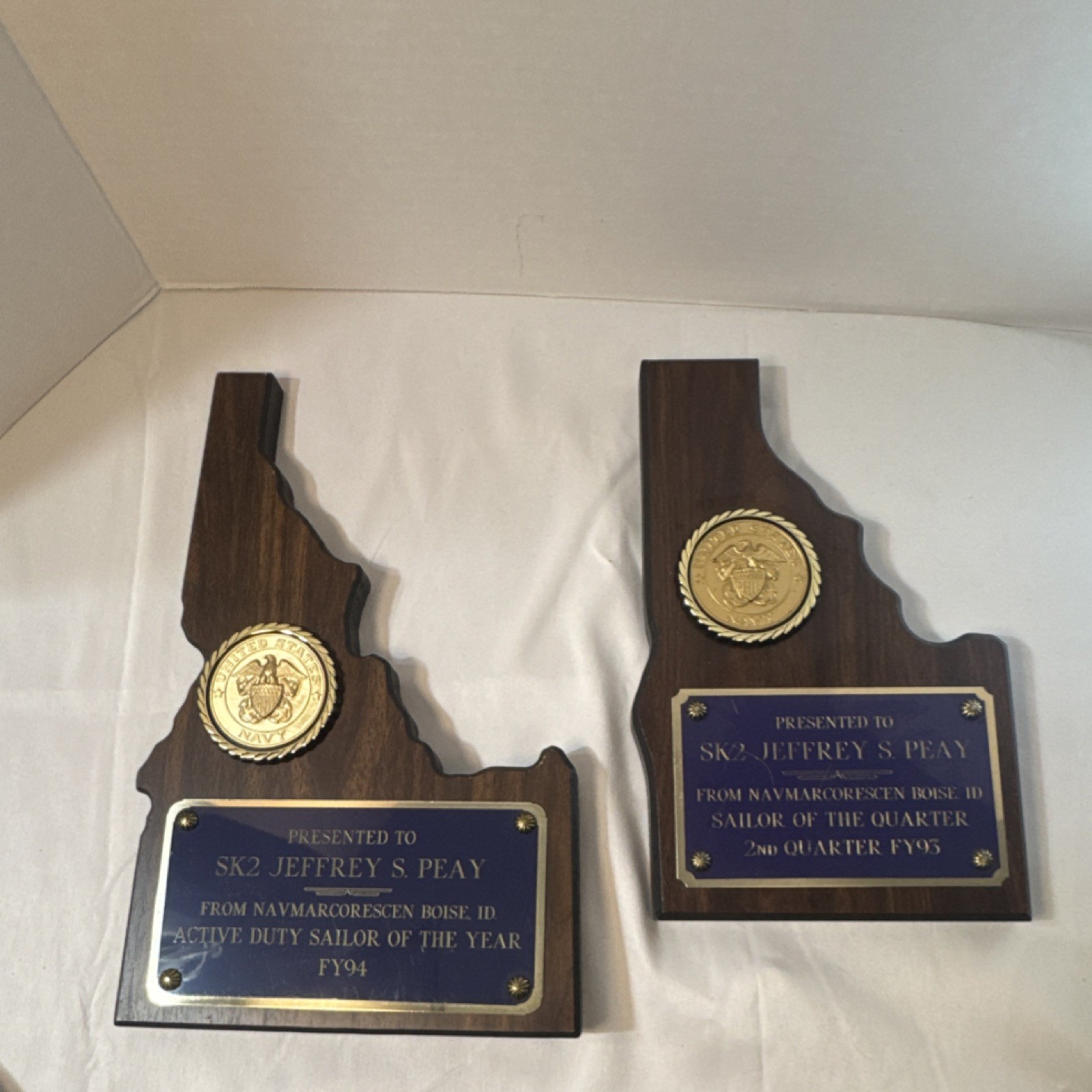 NAVMARCORESCEN Boise Navy Sailor of the Year & Quarter Award Plaque Militaria