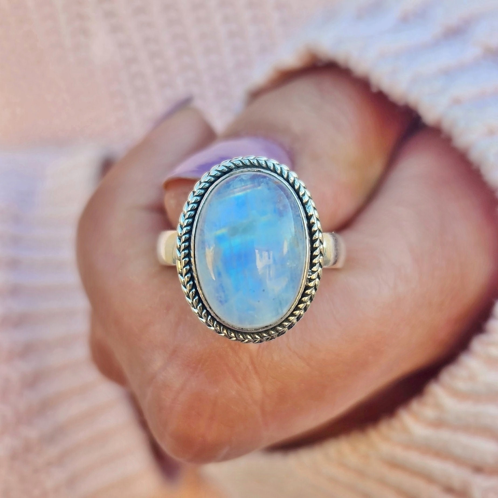 Genuine Moonstone Ring 925 Sterling Silver Statement Ring Ships From USA