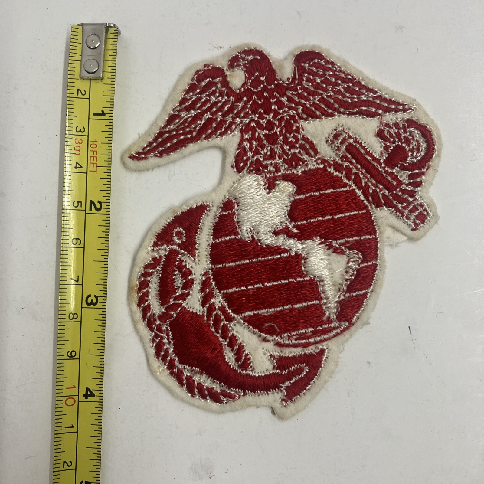 USMC Semper Fidelis EGA Eagle Globe Anchor Patch Marines Red/White Used