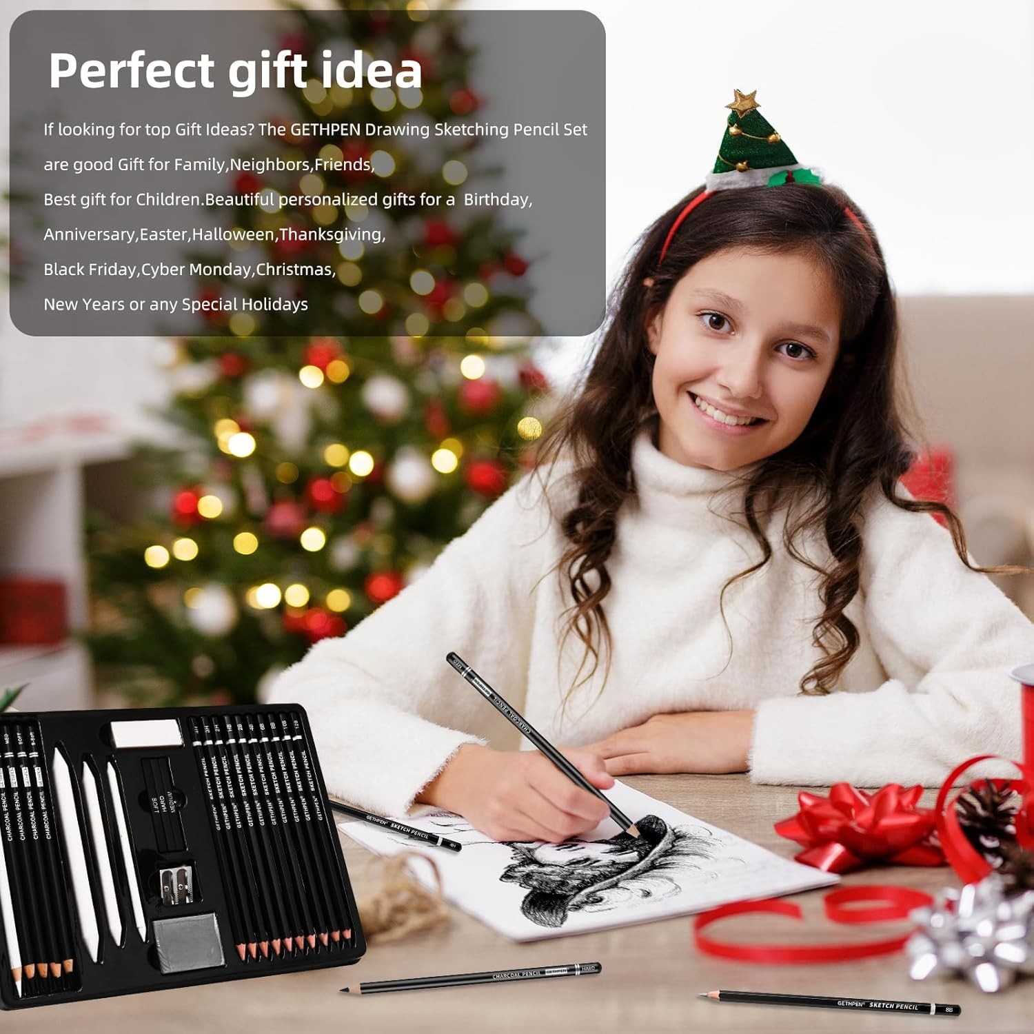 Drawing Sketching Pencil Set, 24 Piece Pro Artist Sketch Kit - Graphite...