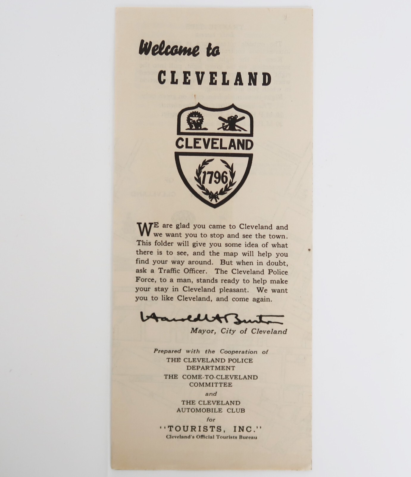 Vintage 1930's Welcome to Cleveland OH Tourism Map Ephemera Travel Tourist HTF