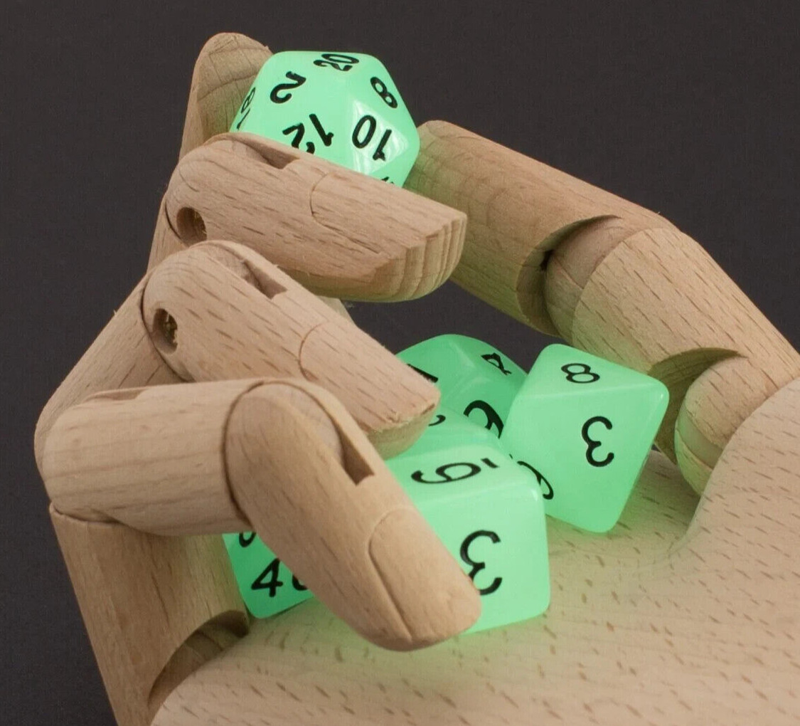 Glow in the Dark Dice - Set of 7 Dice - HQ Natural Glow in the Dark Acrylic Dice