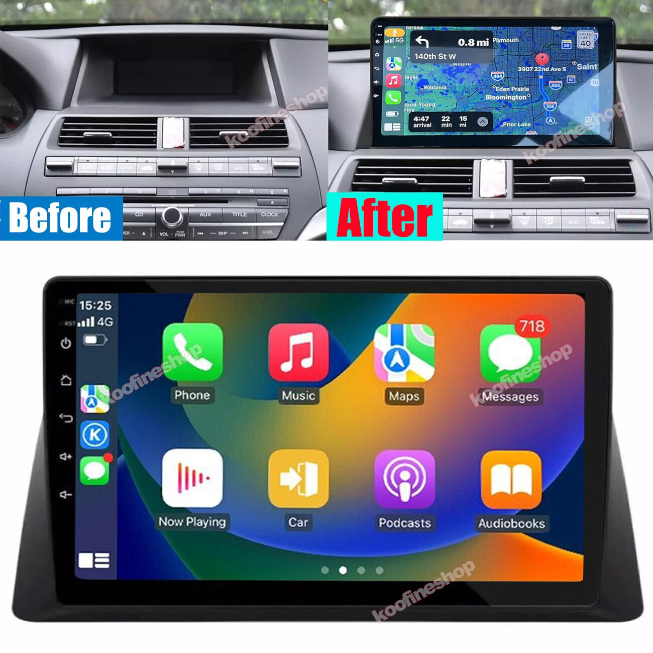 ANDROID AUTO APPLE CARPLAY FOR HONDA ACCORD 2008-2012 CAR STEREO GPS NAVI RADIO