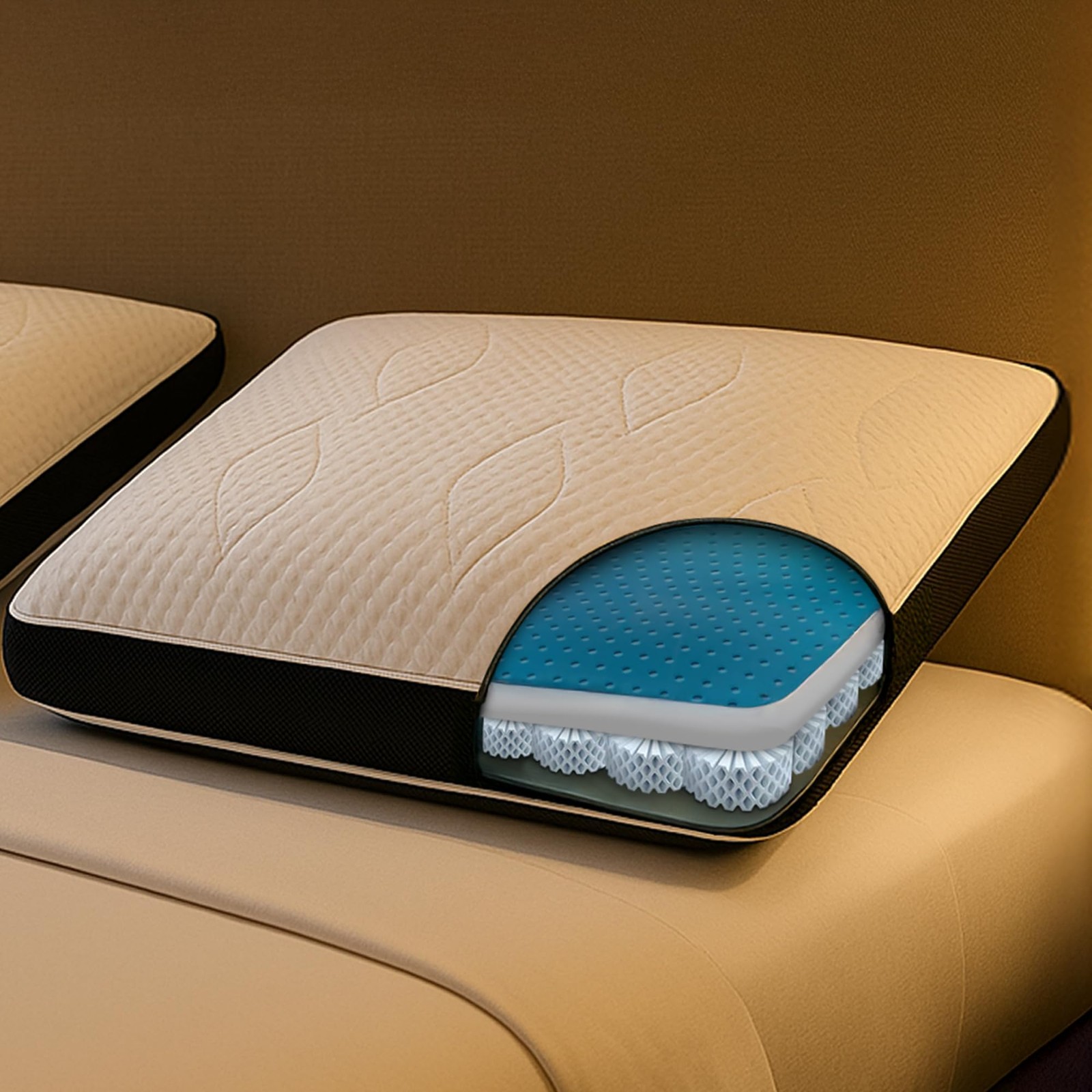 Dark King Bed Pillow with Octaspring Technology, Reversible Breathable Gel an...
