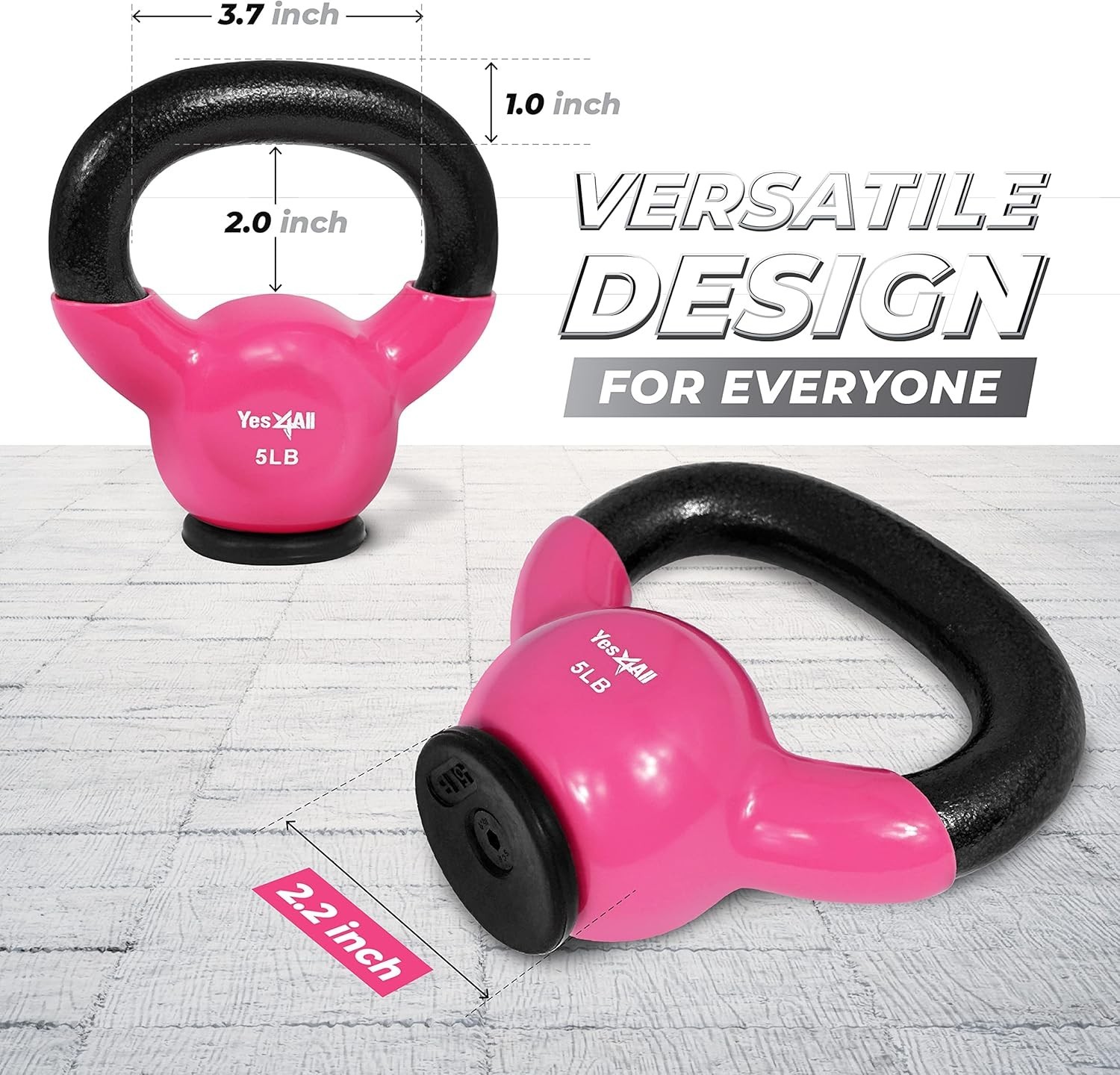 Durable Rubber Bottom Kettlebells 5-65 lbs - Ideal for Home Strength Training