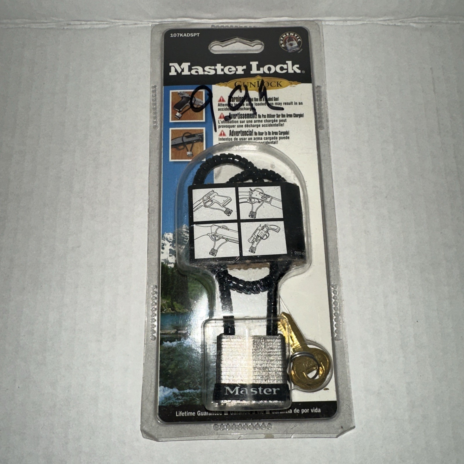 Master Lock Cable Gun Lock & 2 Keys (107KADSPT) New In Package