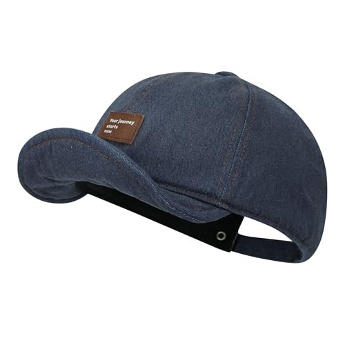 Cotton Short Brim Hat for Men Women, UV Protection One Size Bsad2516-blue