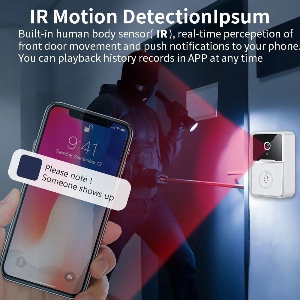 Wireless Security Smart WiFi Doorbell Intercom Video Camera Door Ring Bell Chime