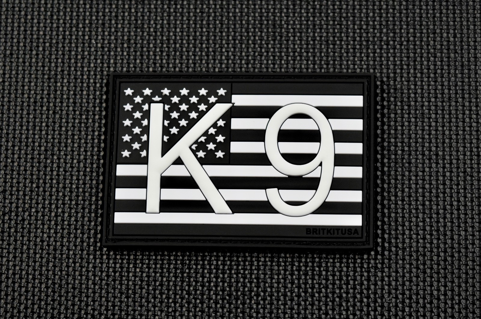 K9 US Flag 3D PVC Morale Patch - B&W GITD Patriot Stars & Stripes America