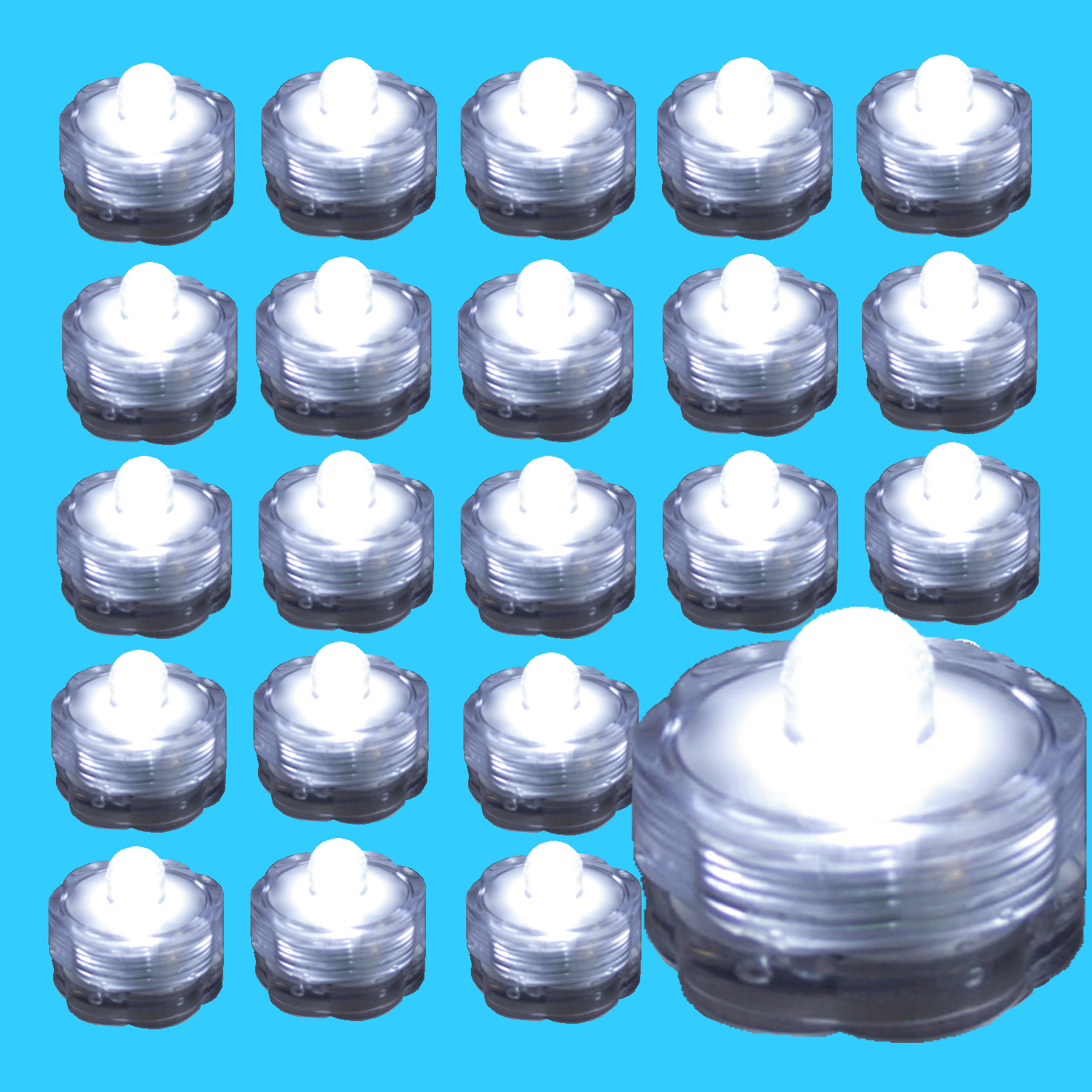 Submersible Waterproof Battery LED Tea Light ~ Wedding Decoration~WHITE~ 24 Pack