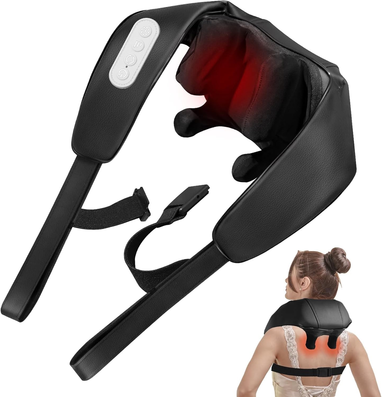 BIBIRE Neck and Shoulder Massager Deep Tissue, Cordless Kneading with 6 Black