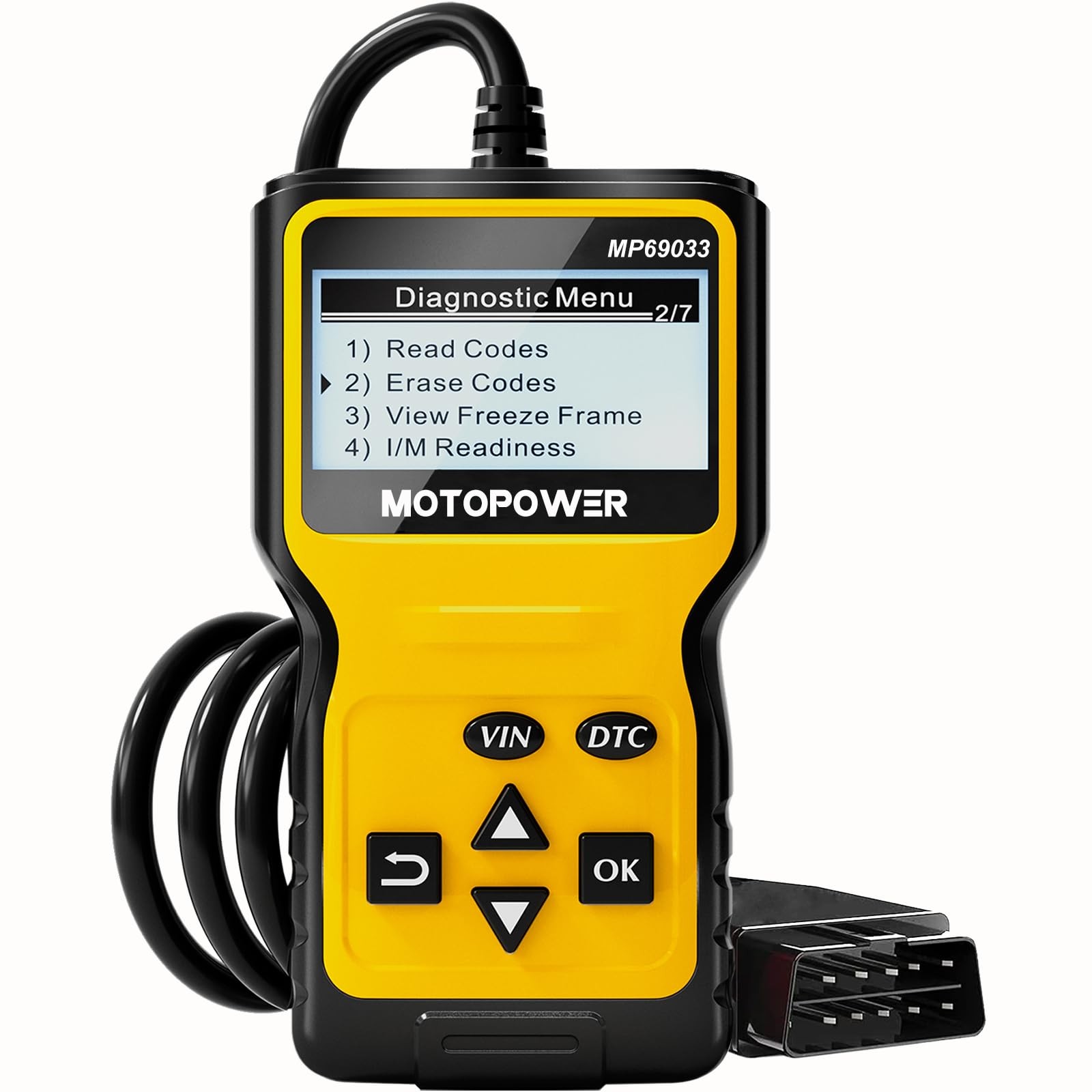 MOTOPOWER MP69033 Car OBD2 Scanner Code Reader Engine Fault Portable, Yellow