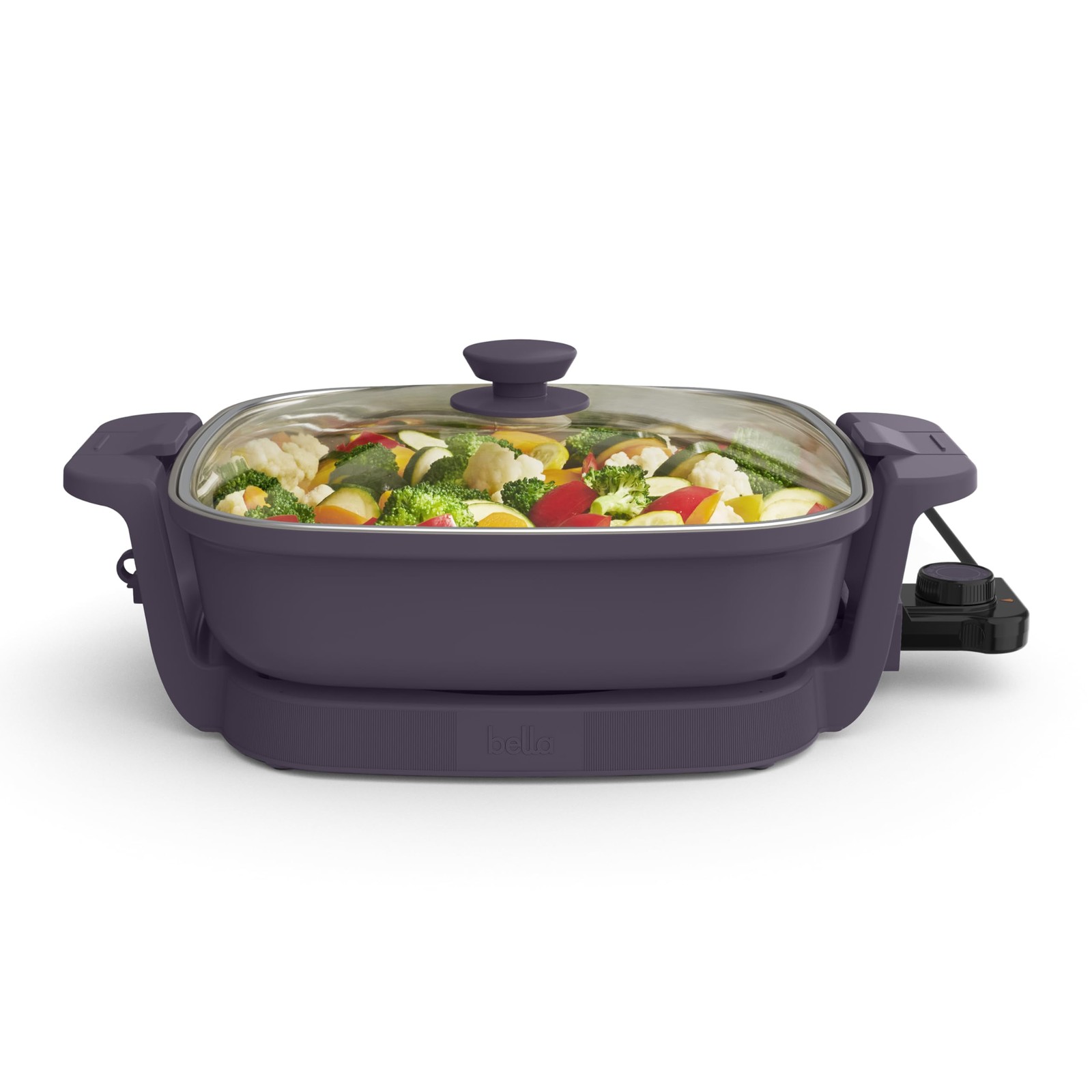 bella Make & Take Electric Skillet, Fits-anywhere™ 12" x 12", Plum