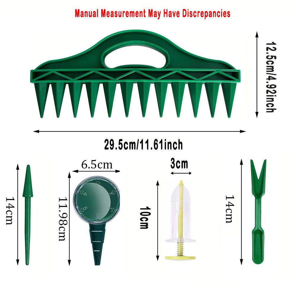 Garden Seed Planter Kit Tool with Hole Punch, Dibber, and Seed Sower fits Garden