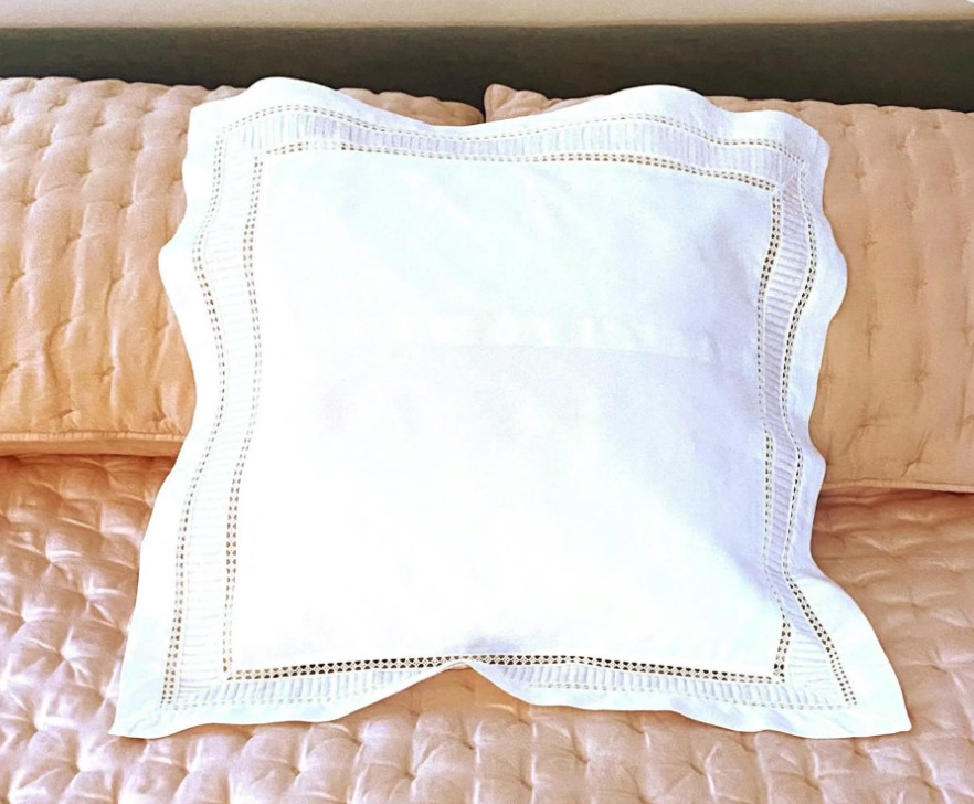 VALERON luxury linen decorative pillow sham pleated flange for 15" square pillow