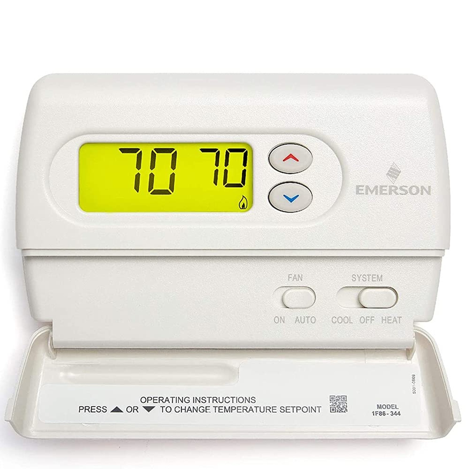 White-Rodgers Emerson 1F86-344 Non-Programmable Thermostat for Single-Stage S...